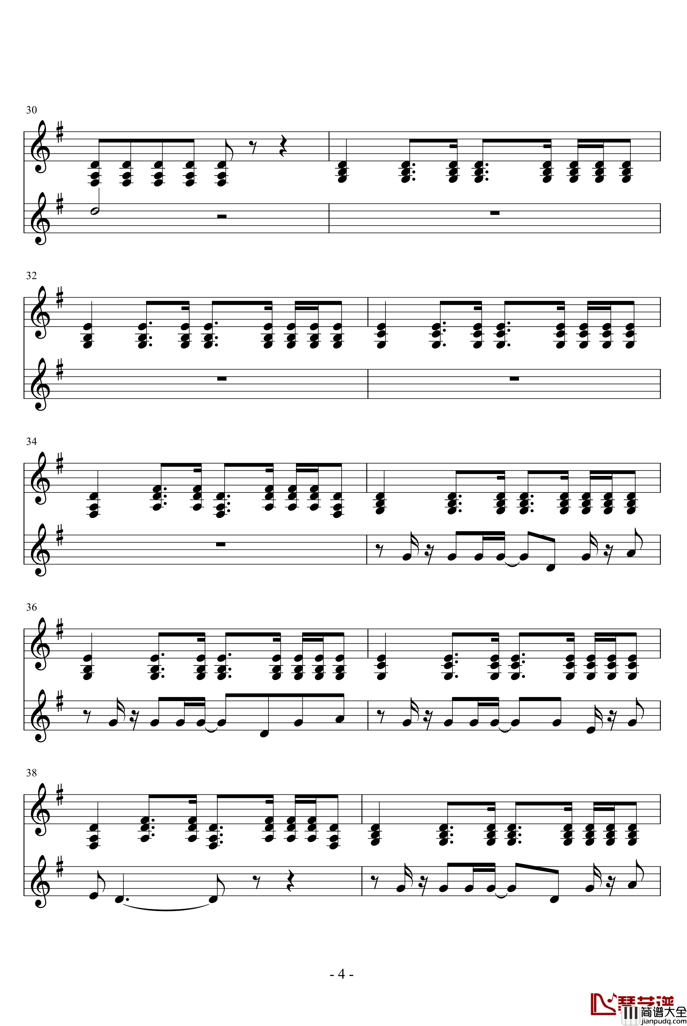 想你钢琴谱_吉他弹唱版谱_陈宇喆