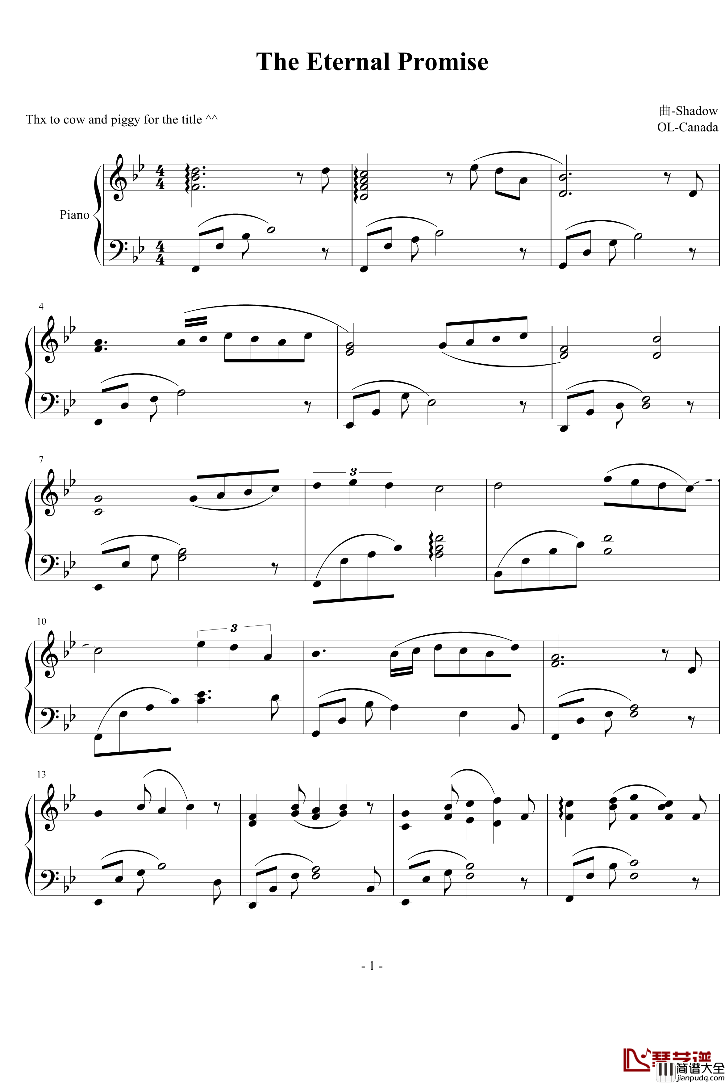 The_Eternal_Promise钢琴谱_曲影