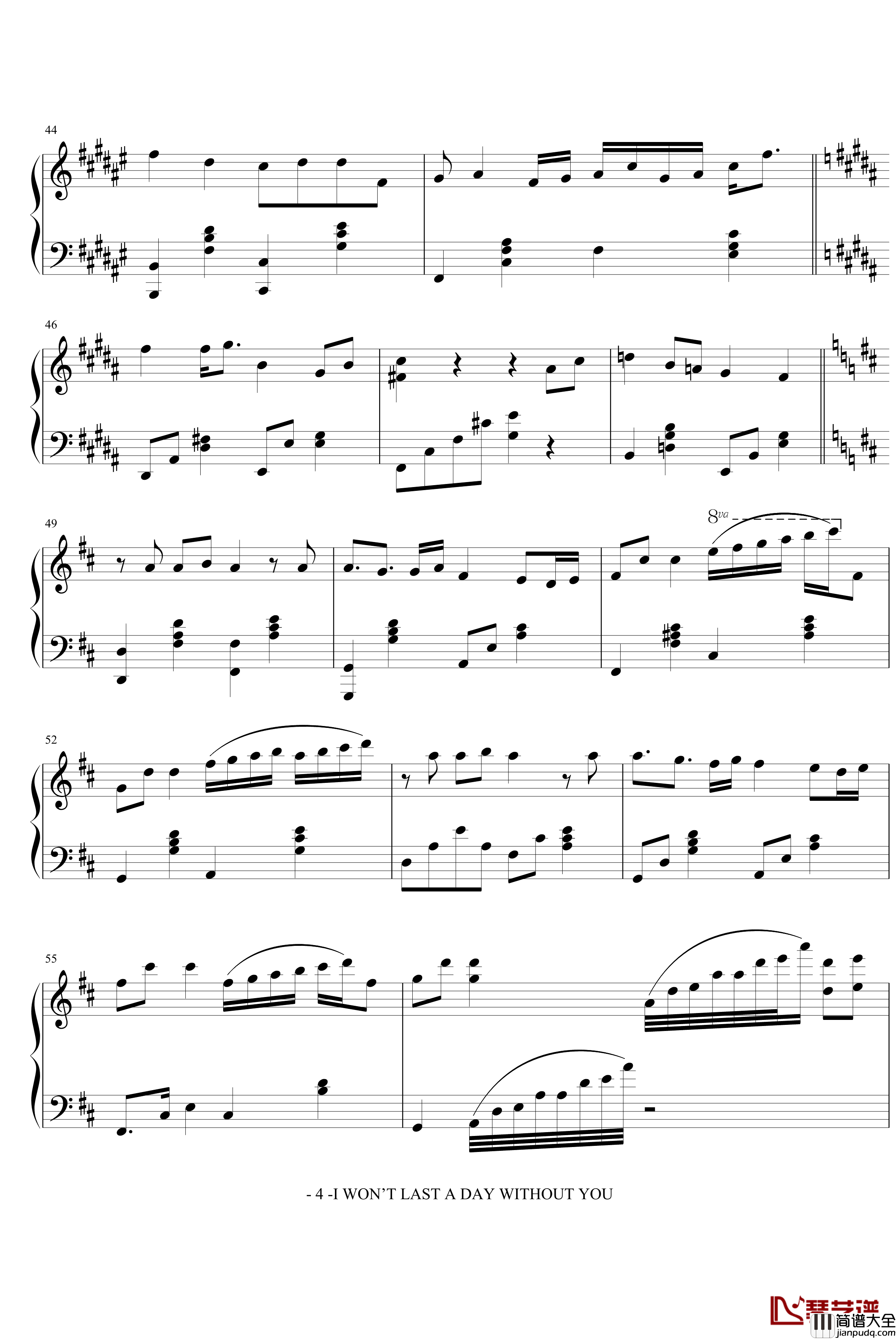 I_WON’T_LAST_A_DAY_WITHOUT_YOU钢琴谱_卡朋特