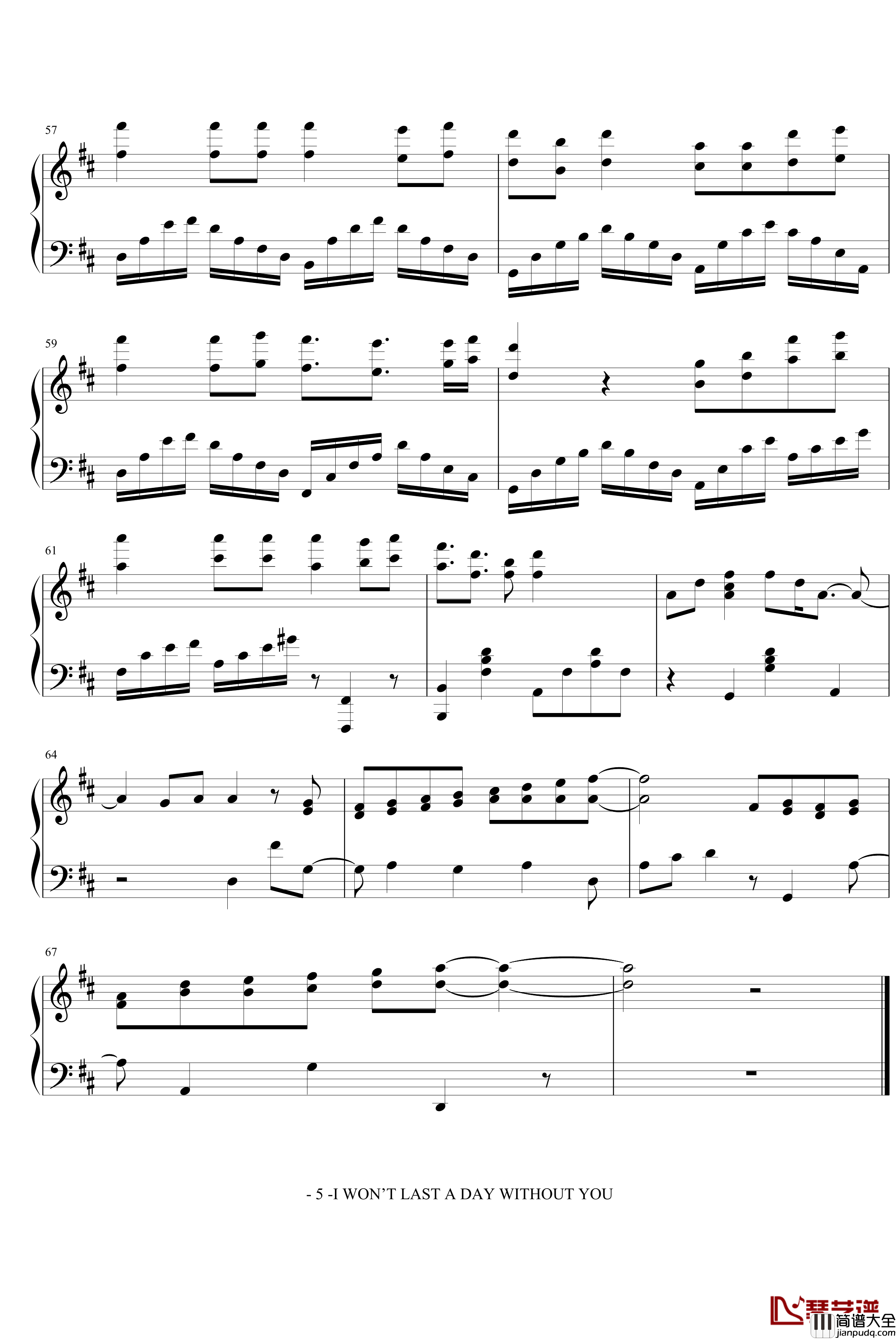 I_WON’T_LAST_A_DAY_WITHOUT_YOU钢琴谱_卡朋特