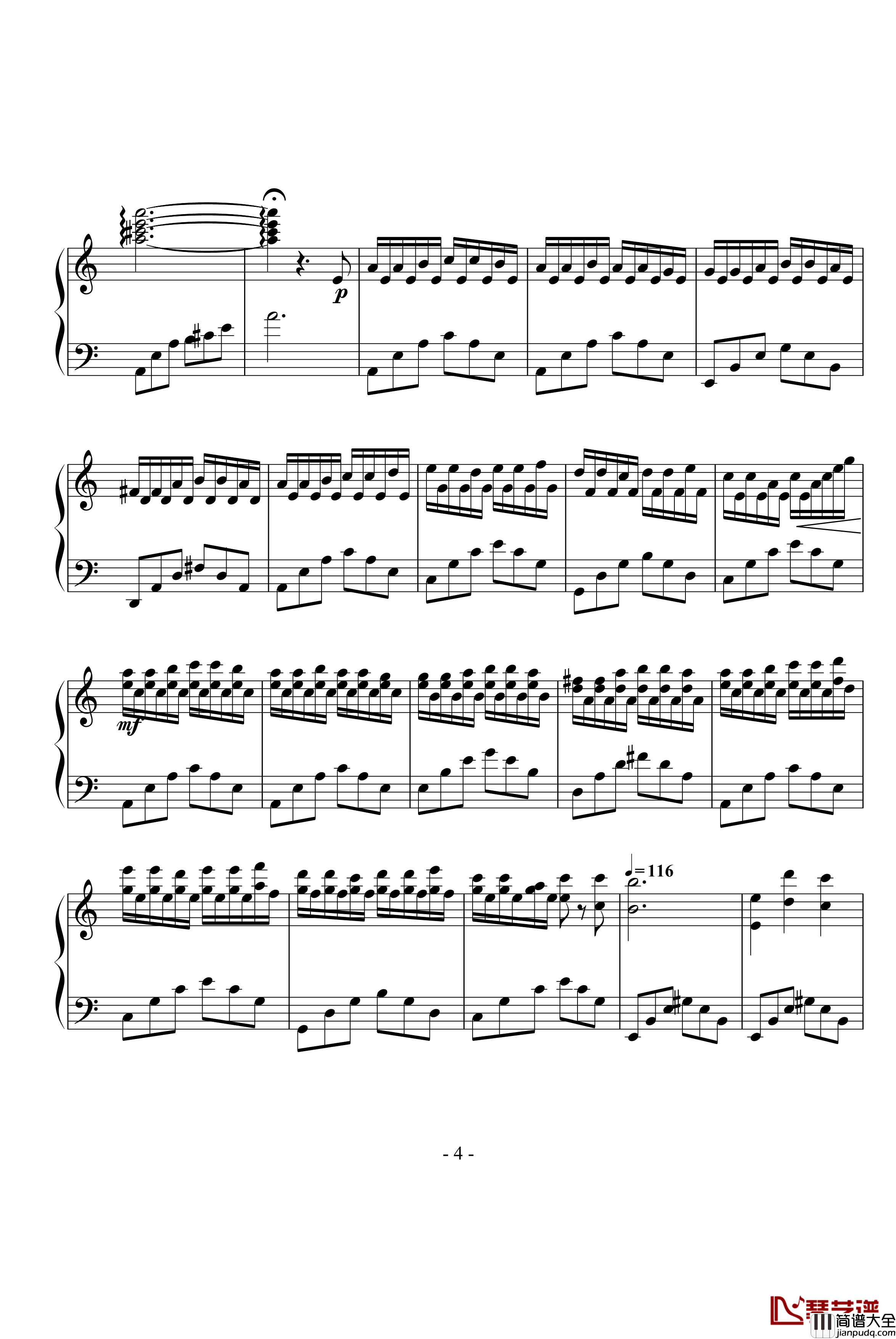 星空下的沉思钢琴谱_remix版_DB