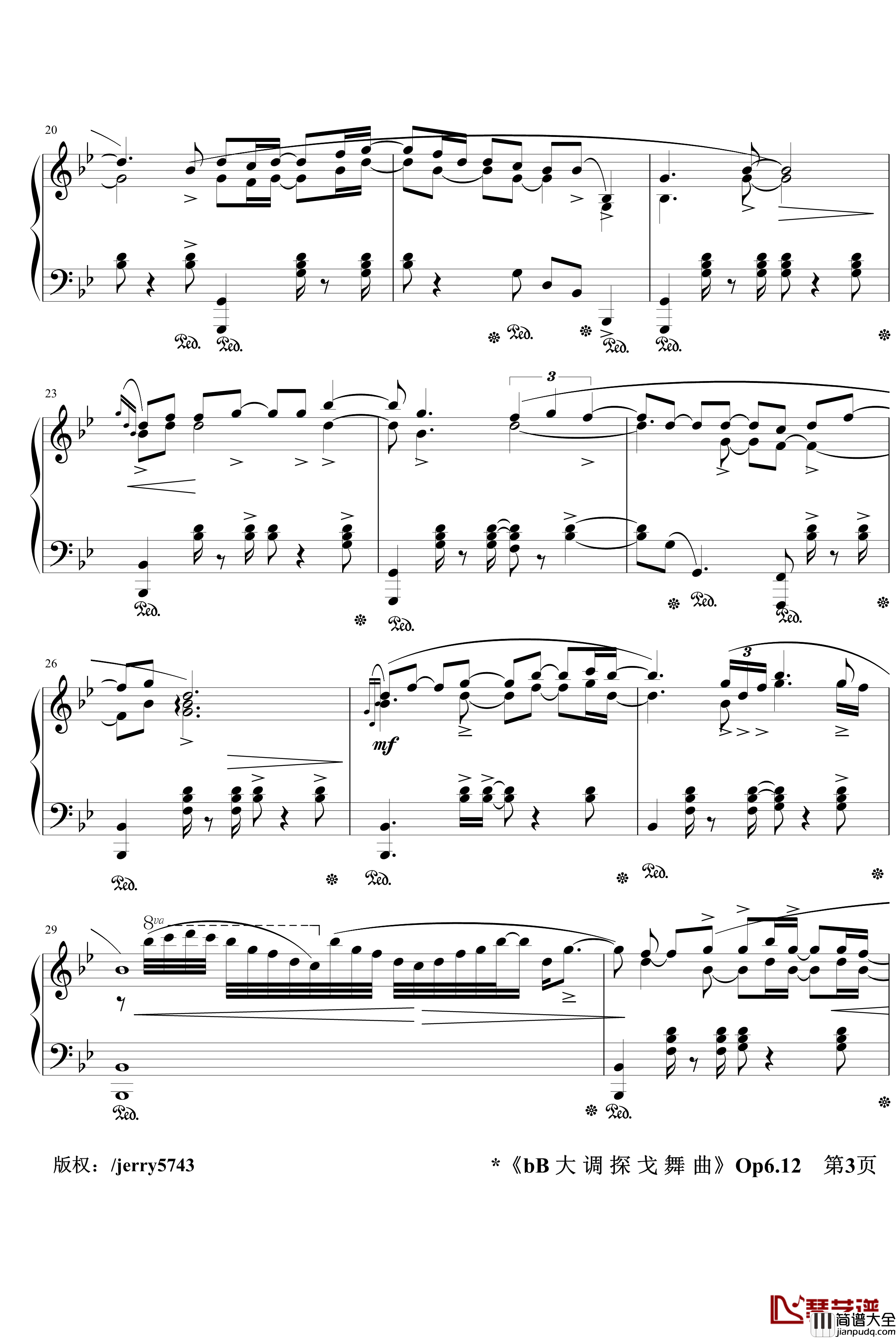宜春令钢琴谱_bB大调探戈舞曲Op6.12_中国风_jerry5743