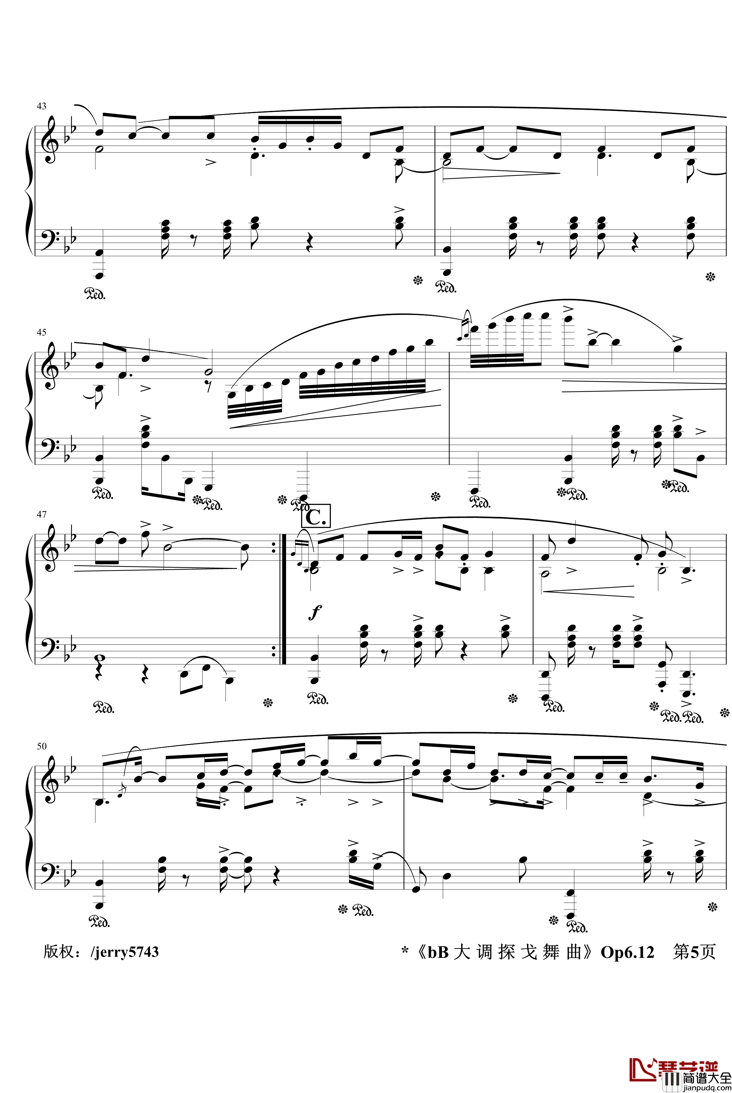 宜春令钢琴谱_bB大调探戈舞曲Op6.12_中国风_jerry5743