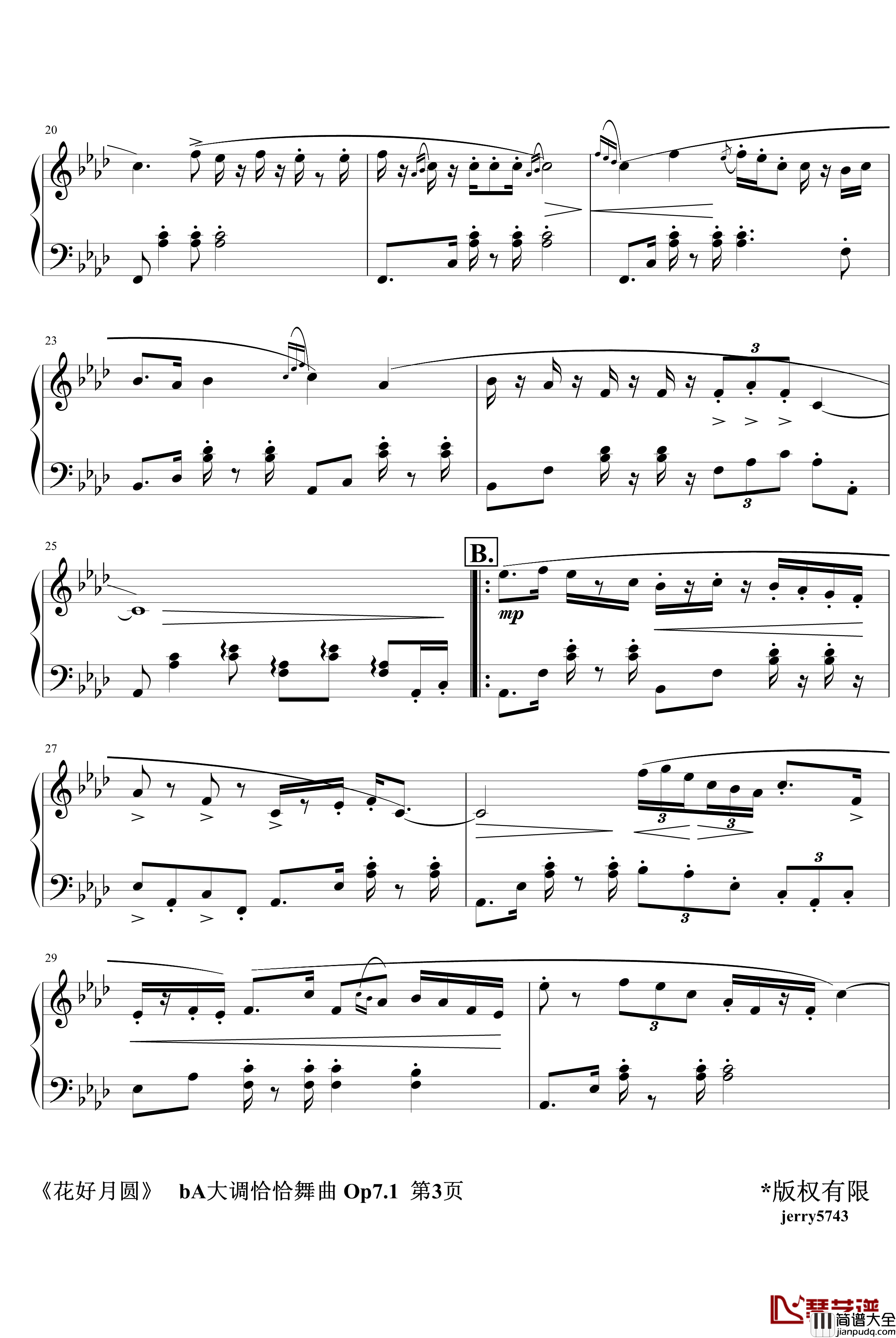 花好月圆钢琴谱_新年祝福_恰恰_jerry5743