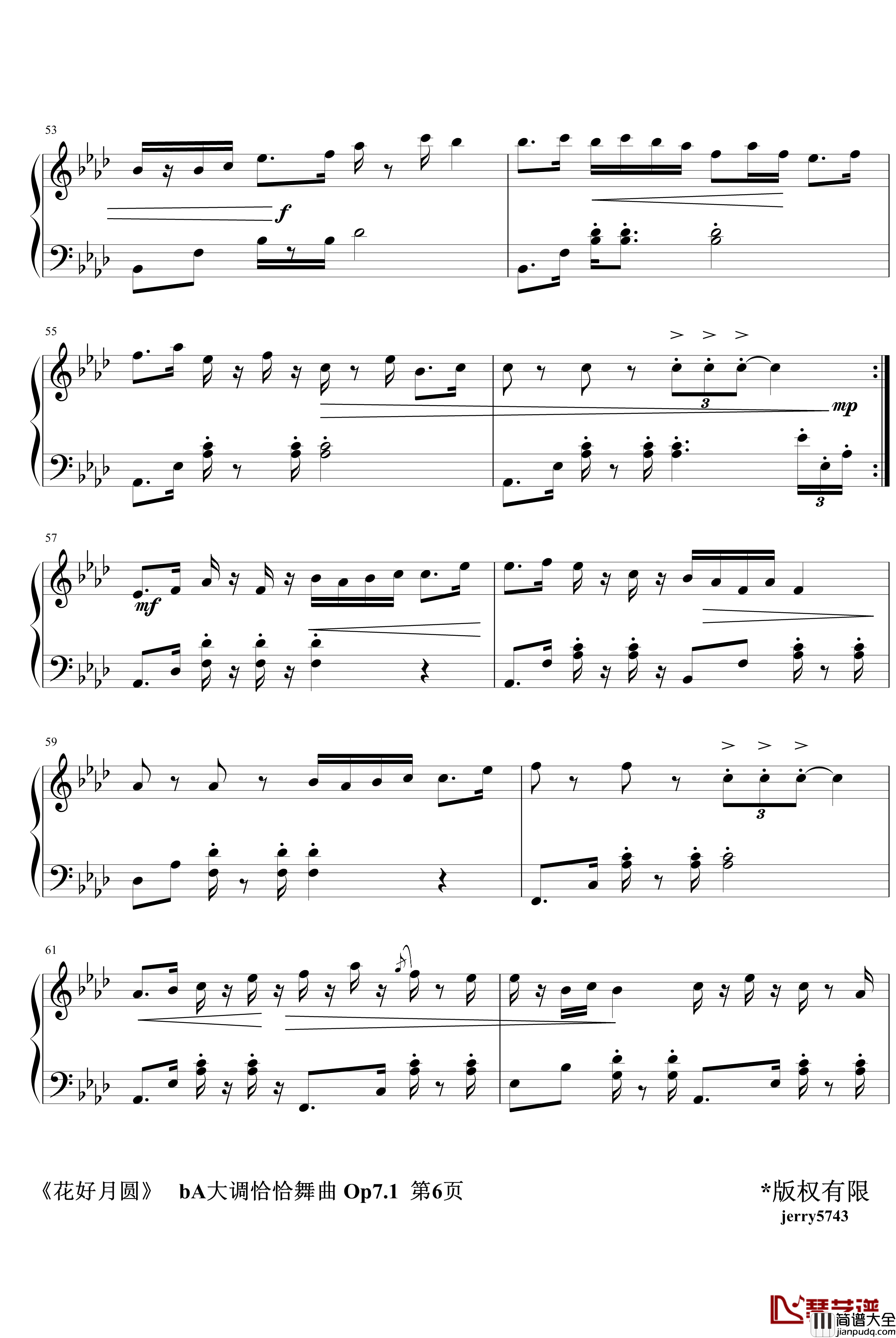 花好月圆钢琴谱_新年祝福_恰恰_jerry5743