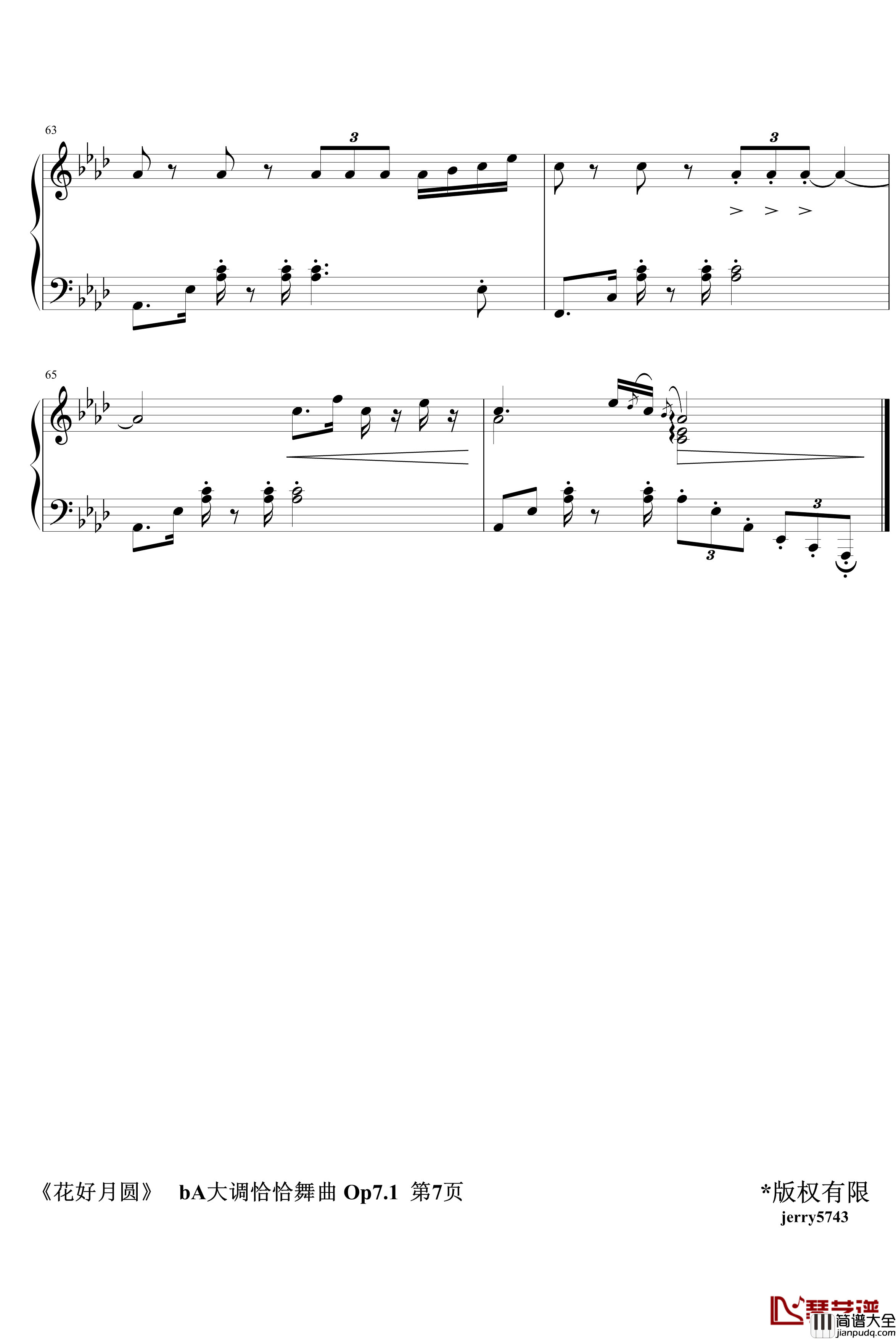 花好月圆钢琴谱_新年祝福_恰恰_jerry5743