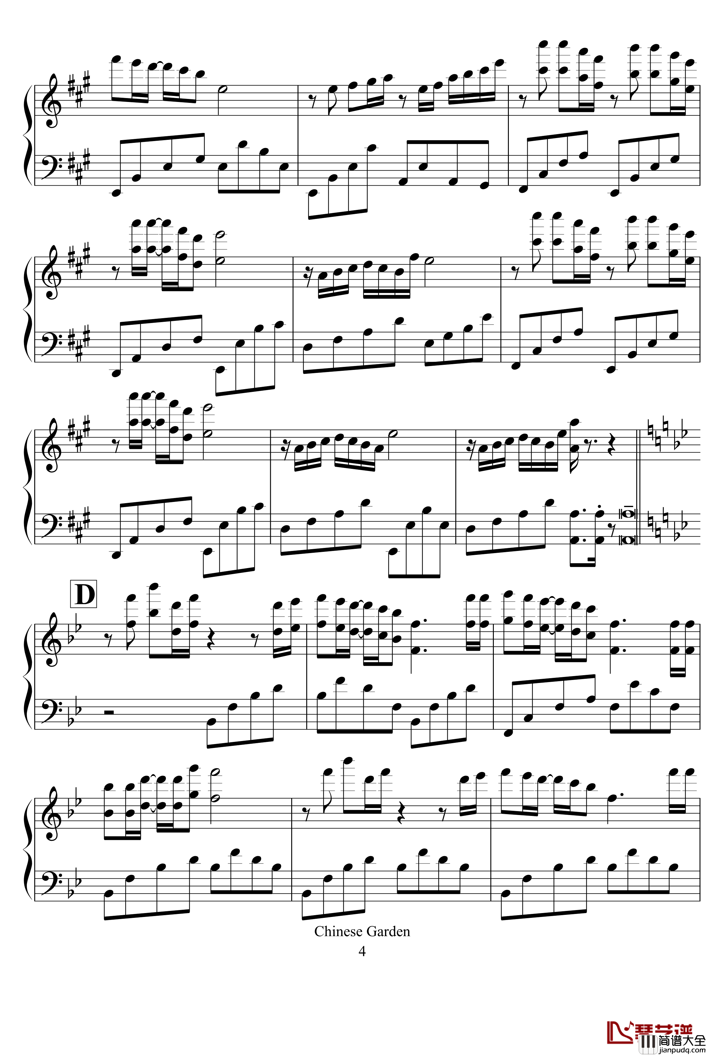 魅力东方情钢琴谱_克莱德曼