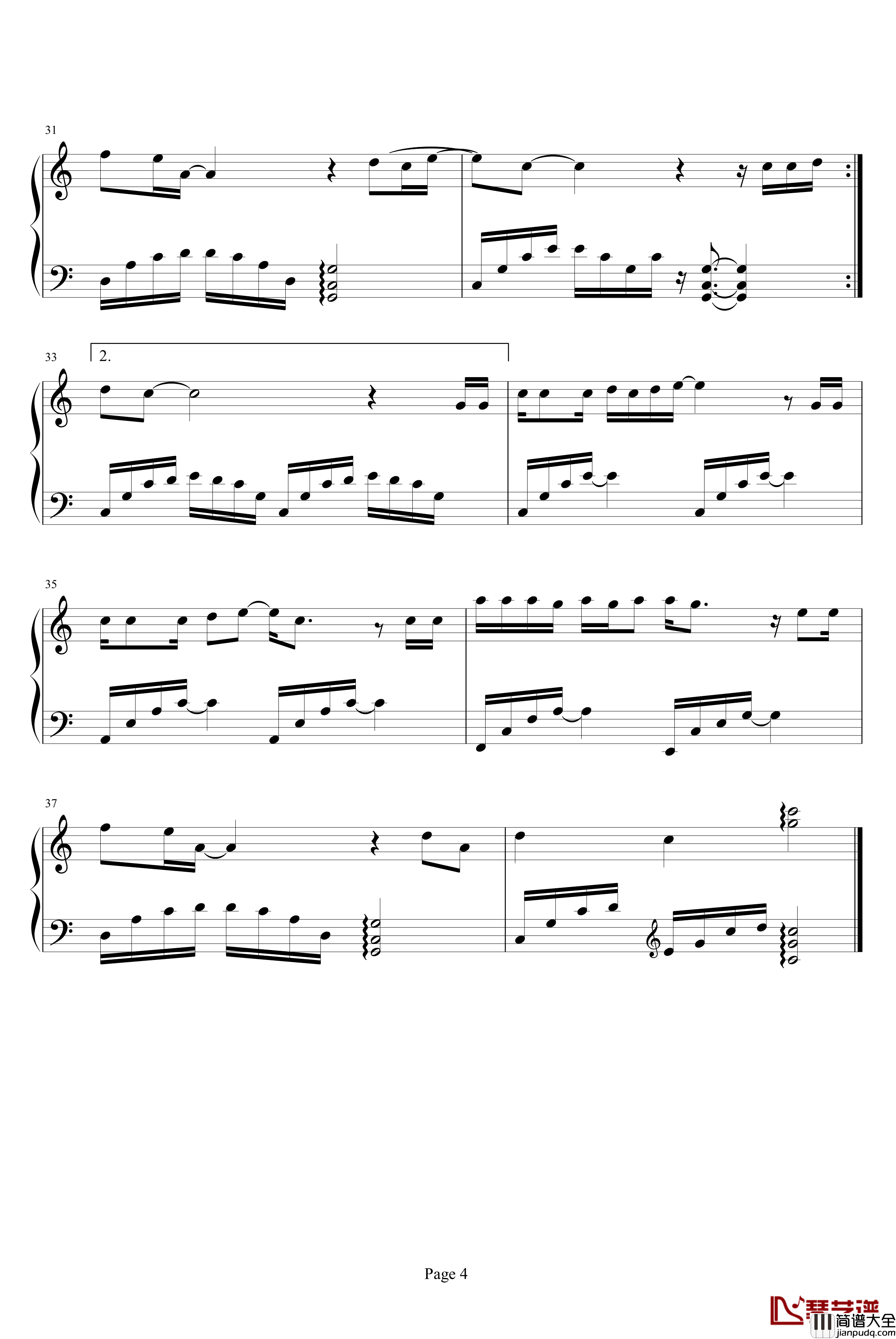 相遇的魔咒钢琴谱_张嘉倪