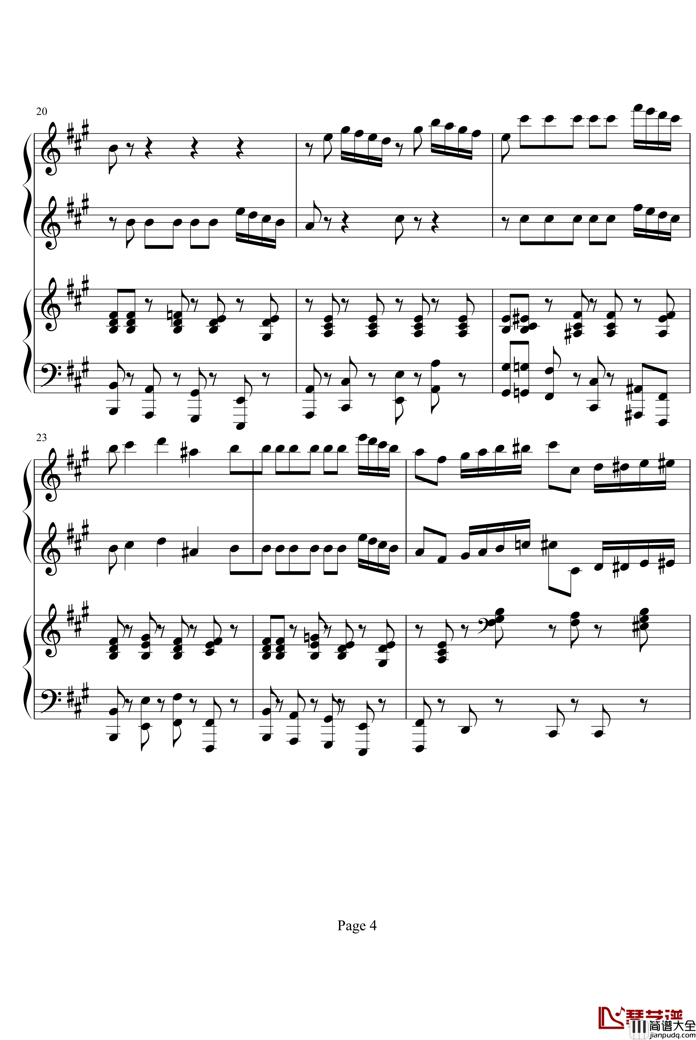 四小天鹅舞曲钢琴谱_柴科夫斯基_四手联弹版