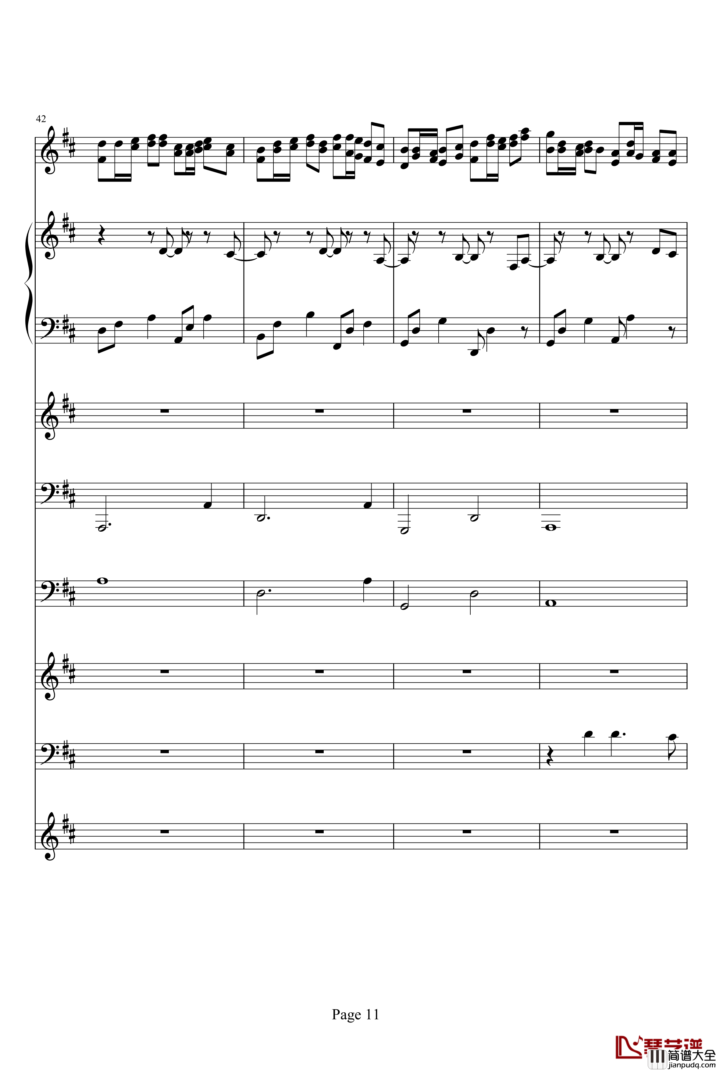 卡农钢琴谱_乐队总谱版_帕赫贝尔_Pachelbel