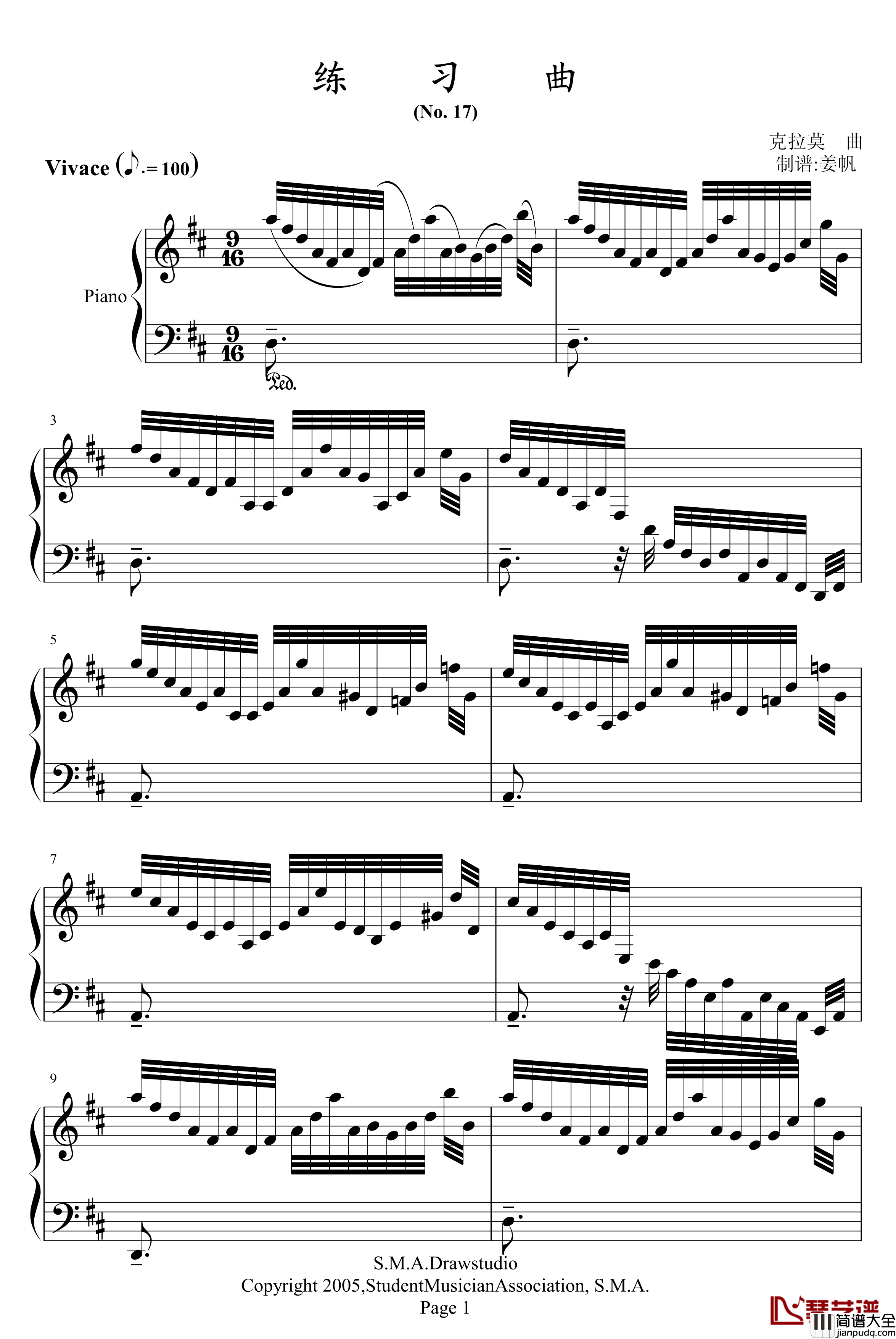 克拉莫练习曲钢琴谱_jonesoil上传版_克拉莫