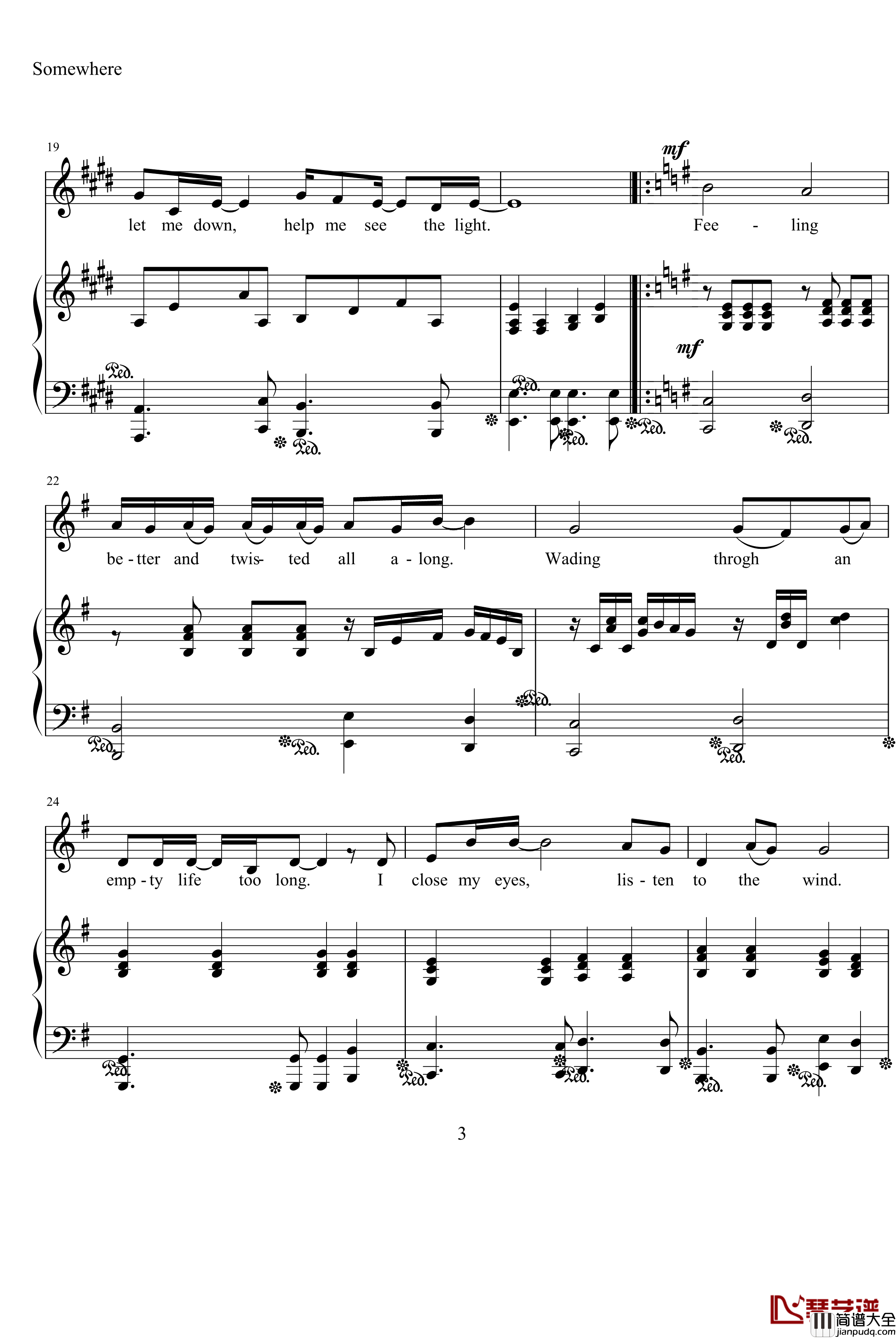 somewhere钢琴谱_弹唱版_slayers_TRY_桑岛法子