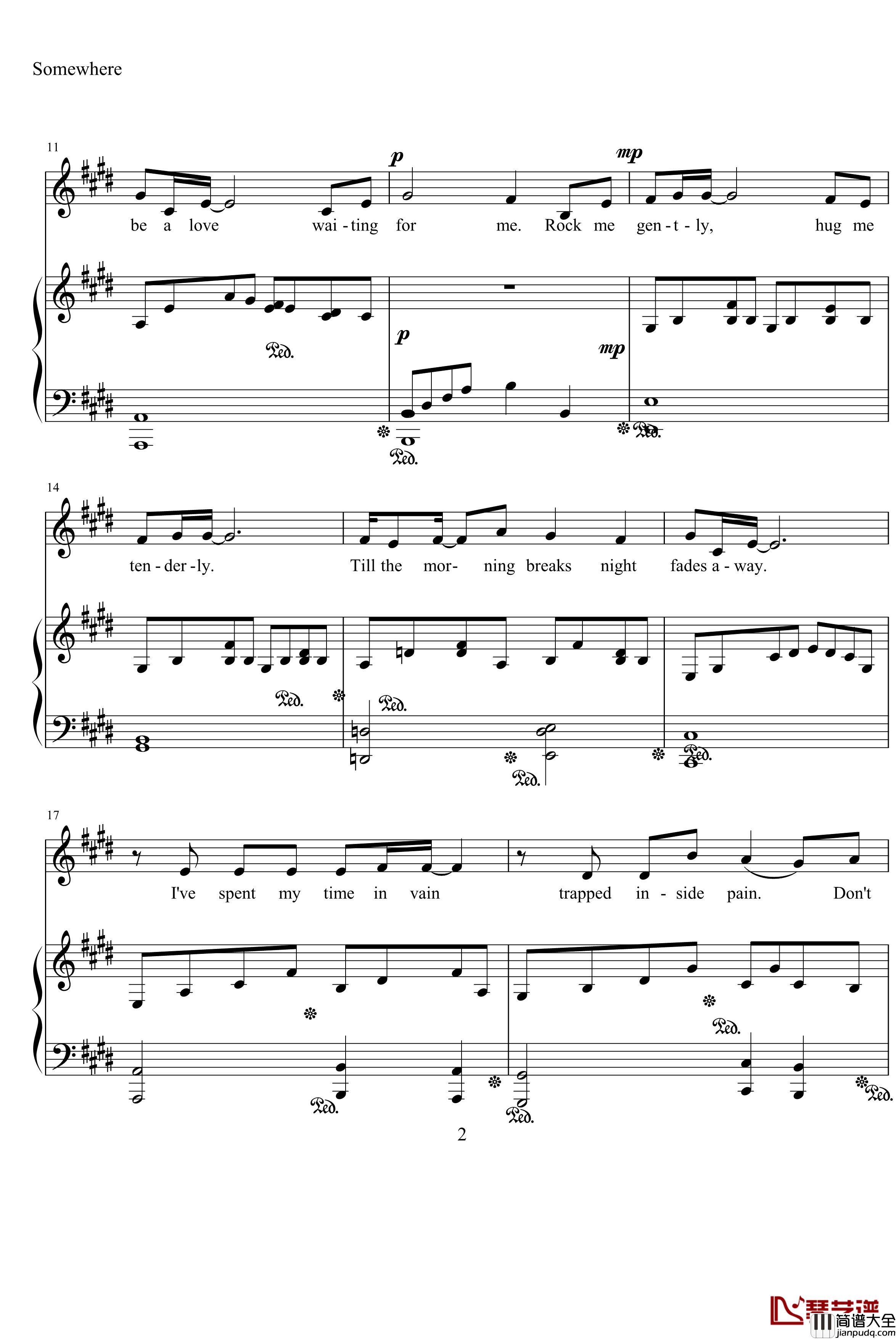 somewhere钢琴谱_弹唱版_slayers_TRY_桑岛法子