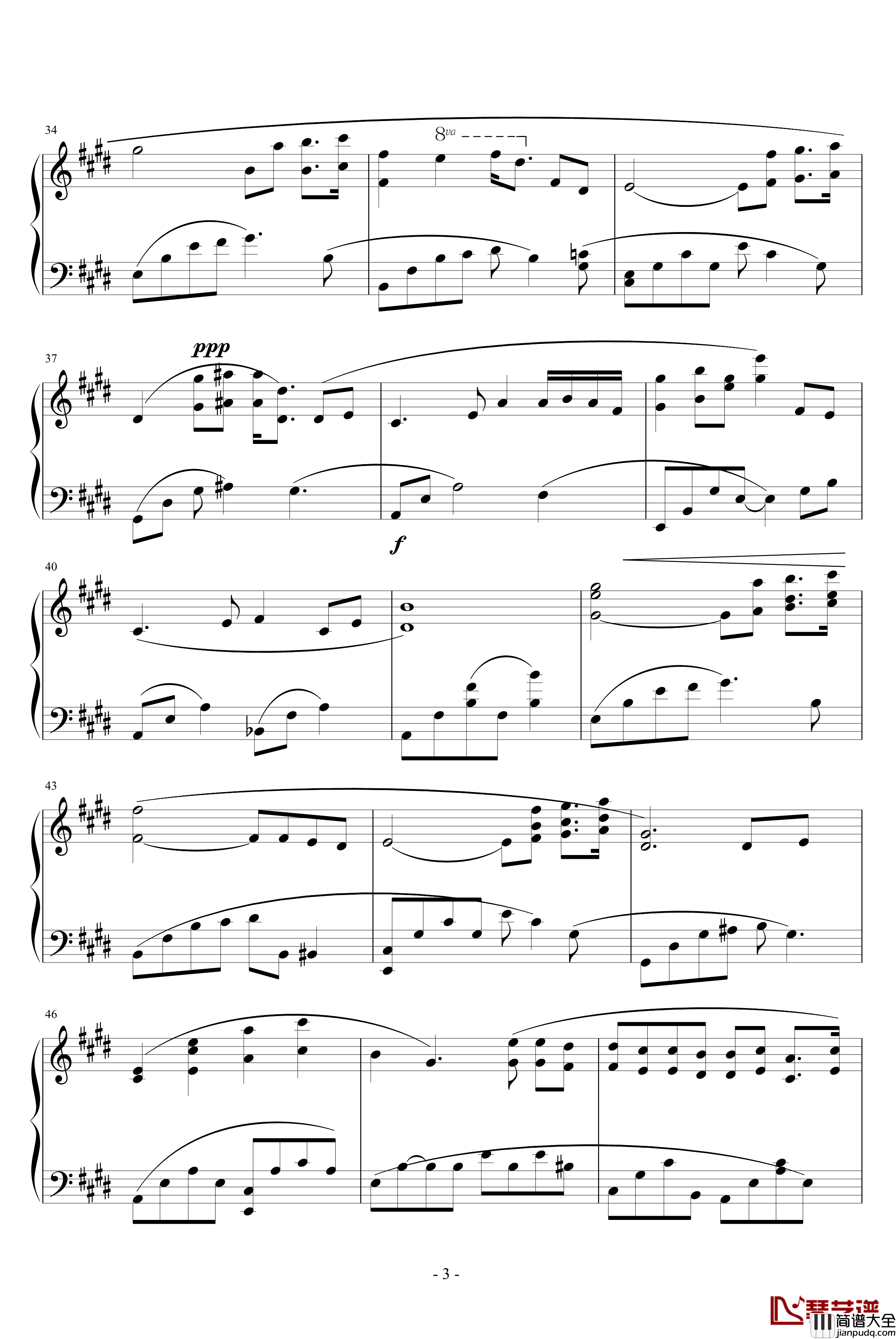 火星金星钢琴谱_Mars_And_Venus_改动后_班得瑞_Bandari