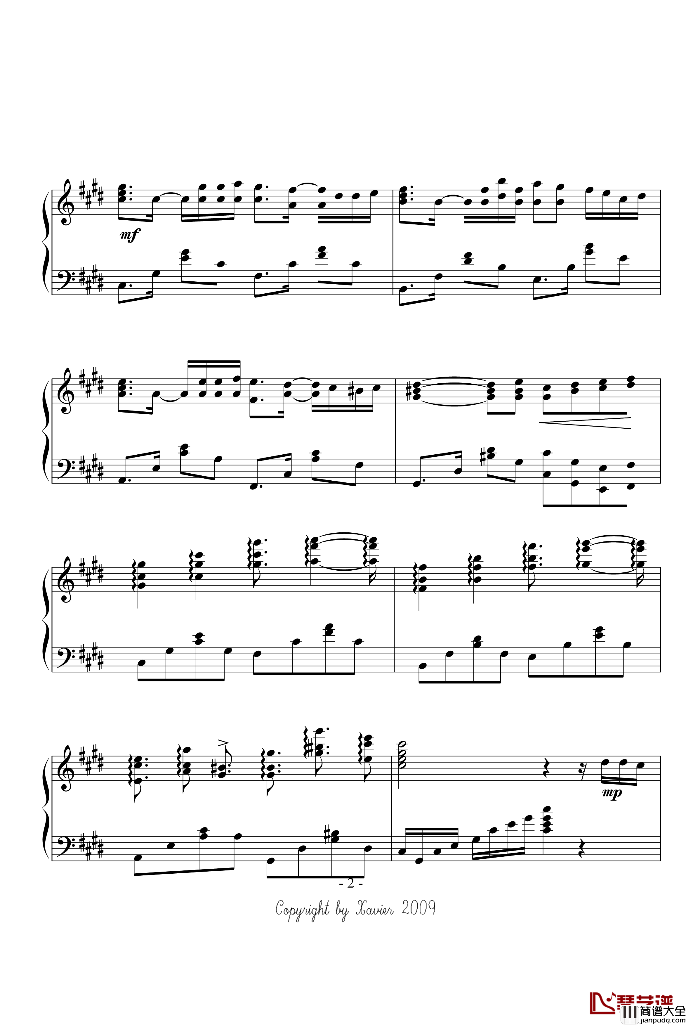 钢琴家の诗钢琴谱_xaviers