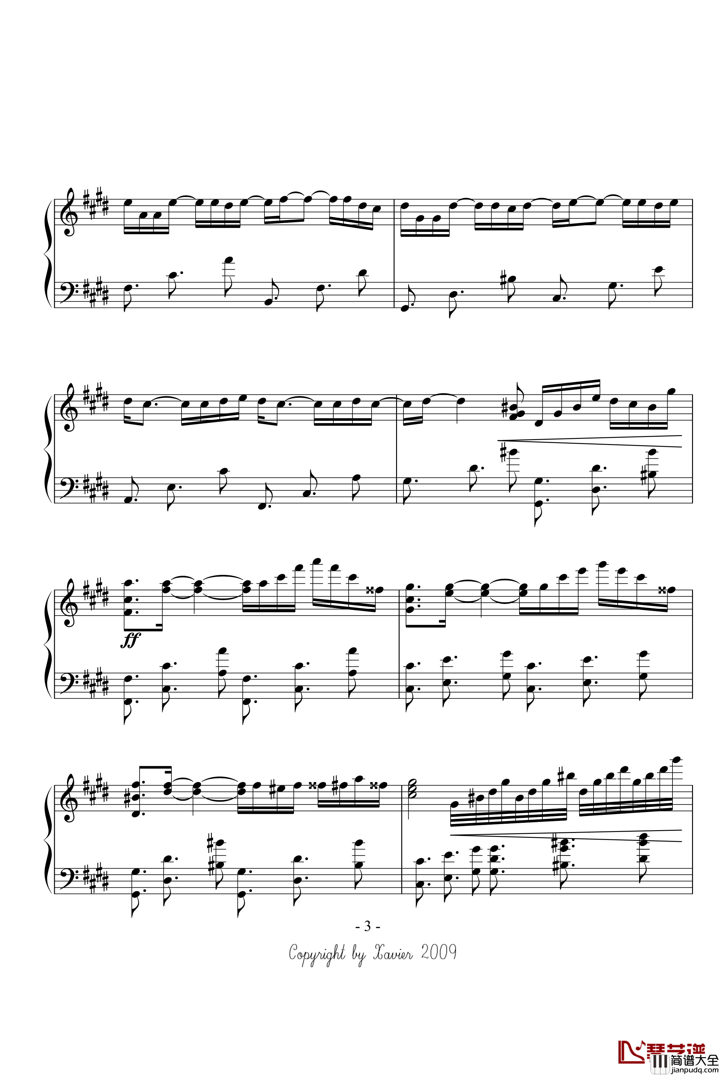 钢琴家の诗钢琴谱_xaviers
