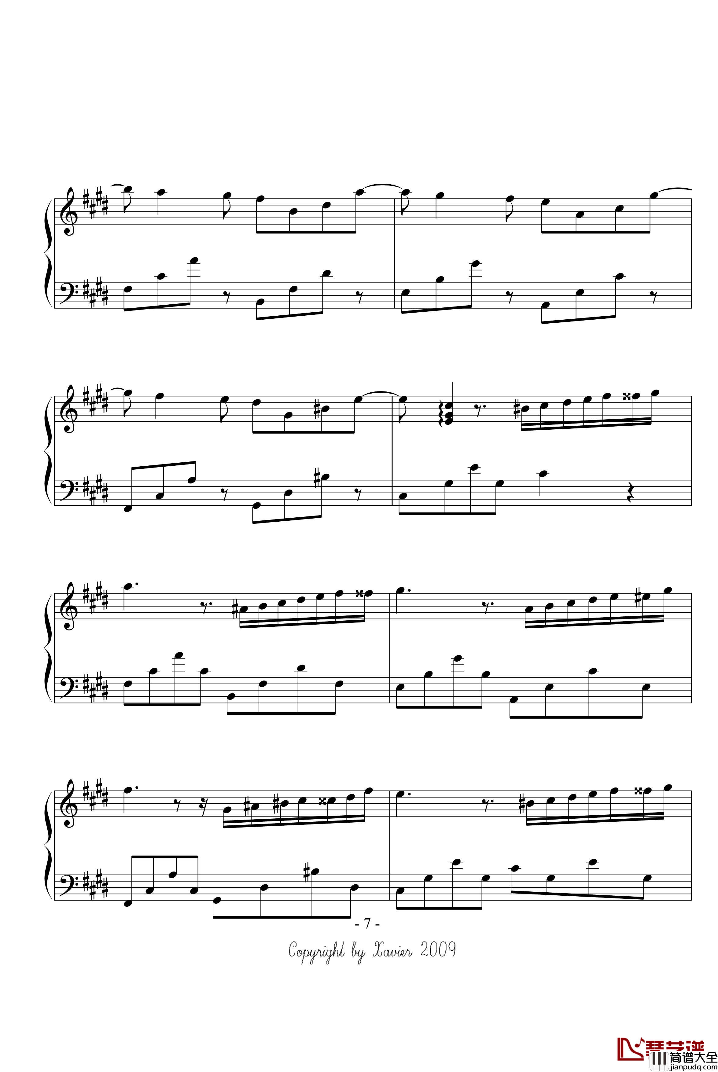 钢琴家の诗钢琴谱_xaviers