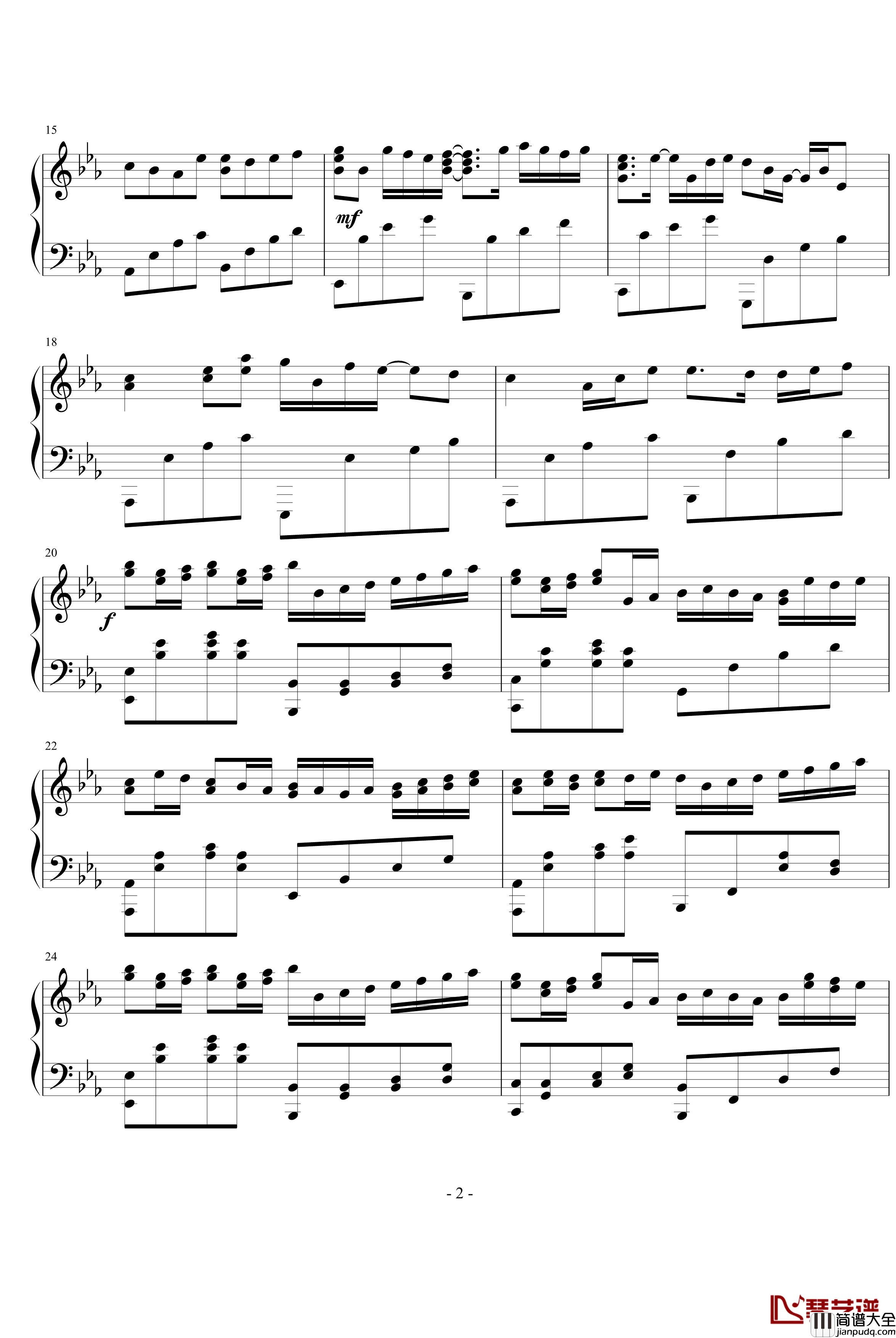 卡农钢琴谱—P版_帕赫贝尔_Pachelbel