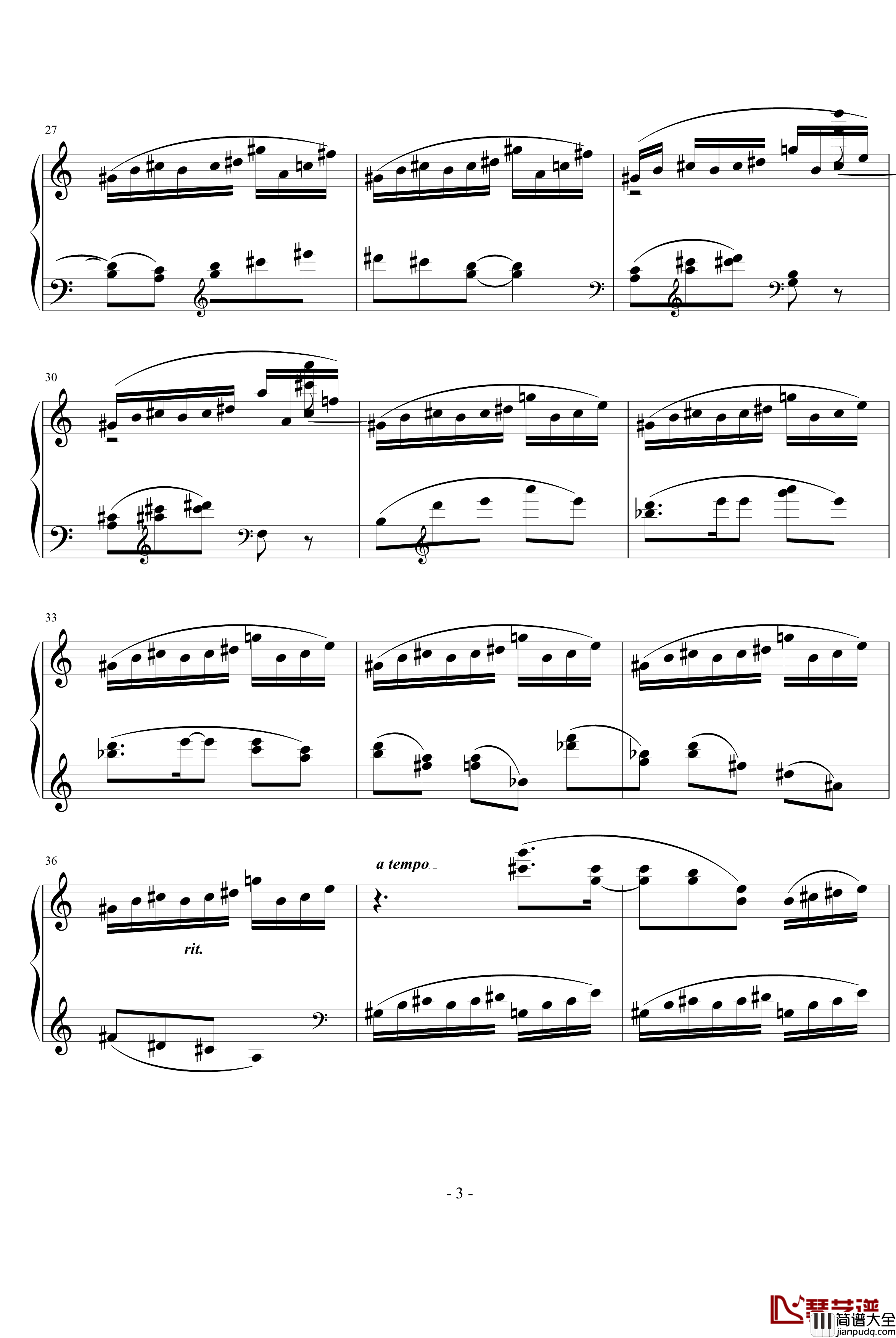 即兴小品_燃钢琴谱_侯田园