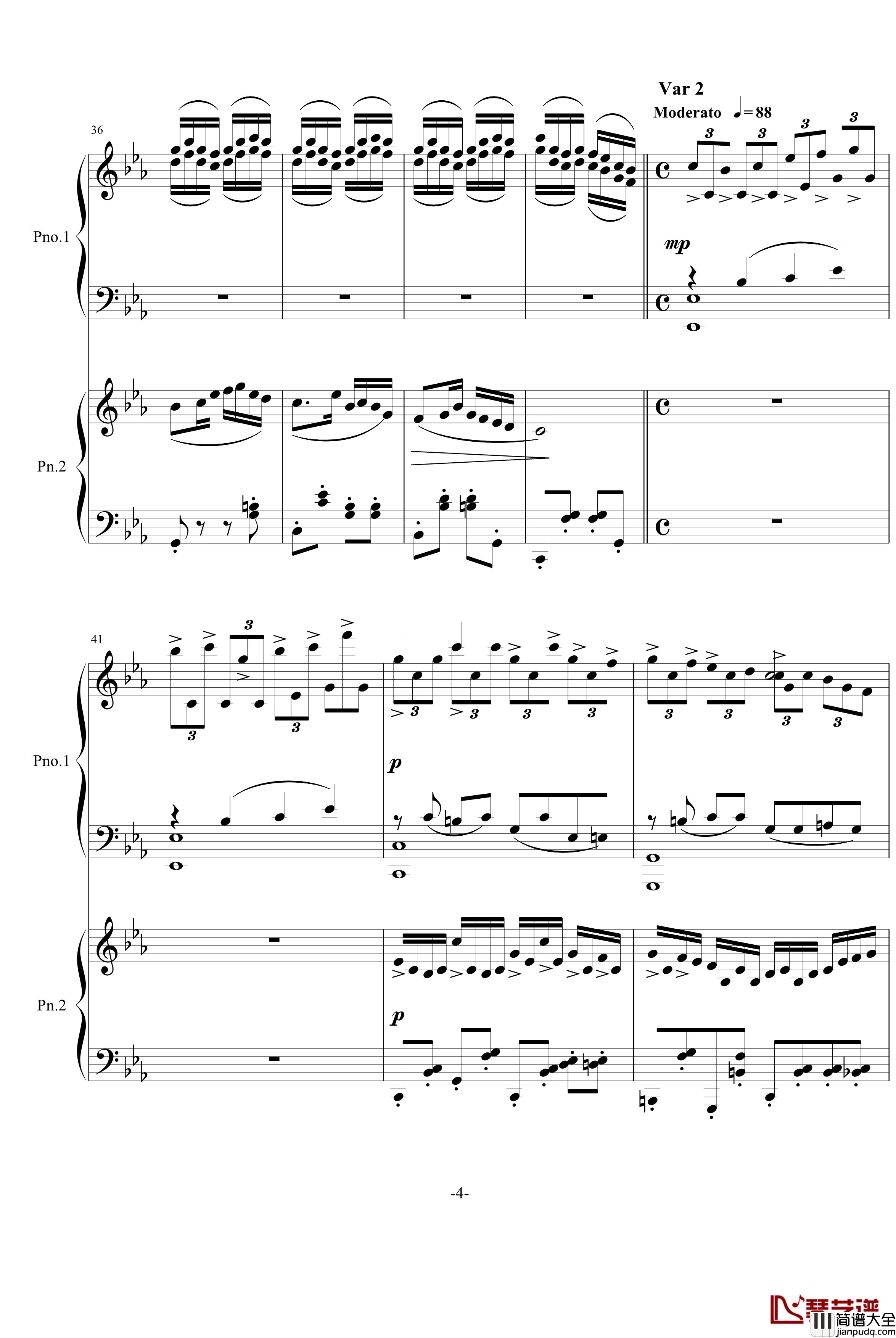 四季歌钢琴谱_双钢琴_苏婷