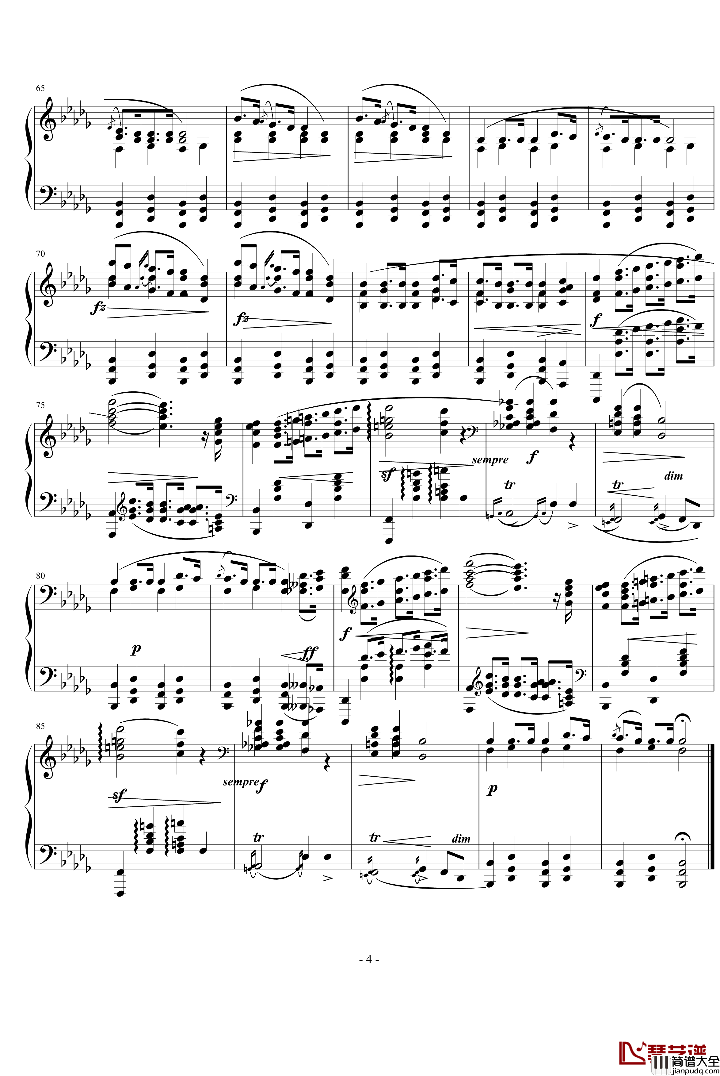 葬礼进行曲钢琴谱_肖邦_chopin