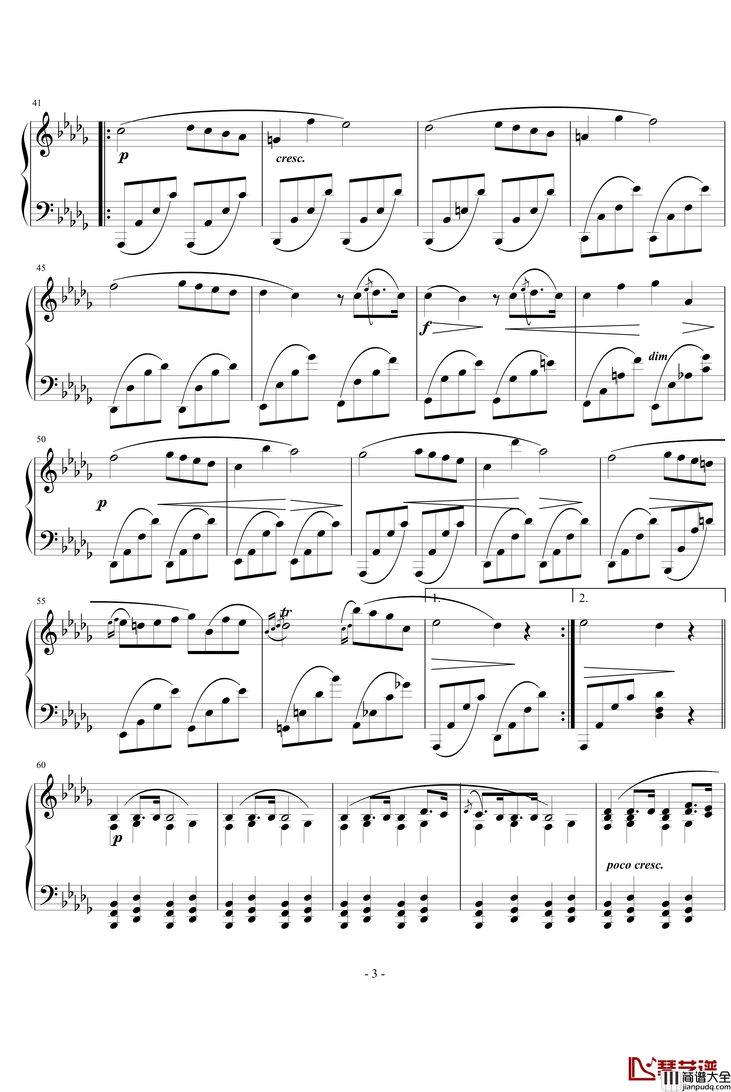 葬礼进行曲钢琴谱_肖邦_chopin