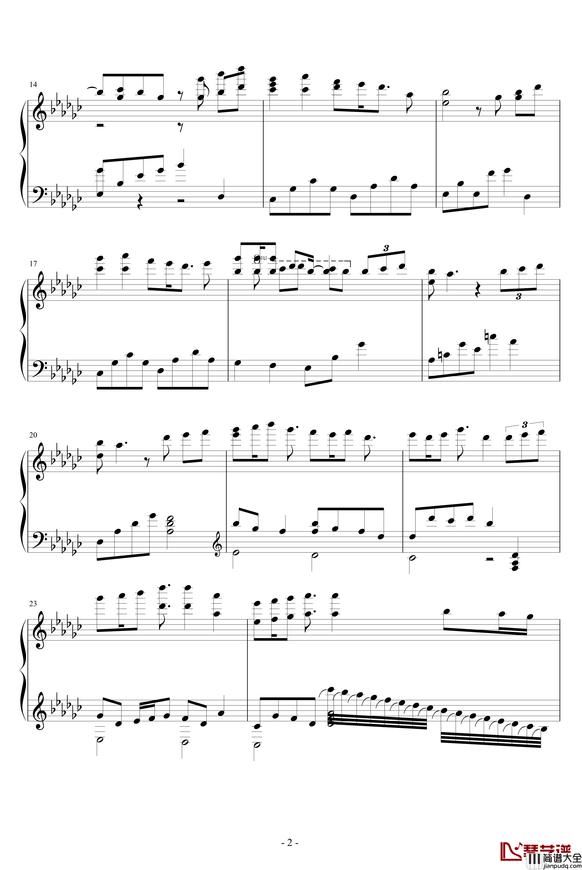 情歌完美钢琴谱_演奏版_梁静茹