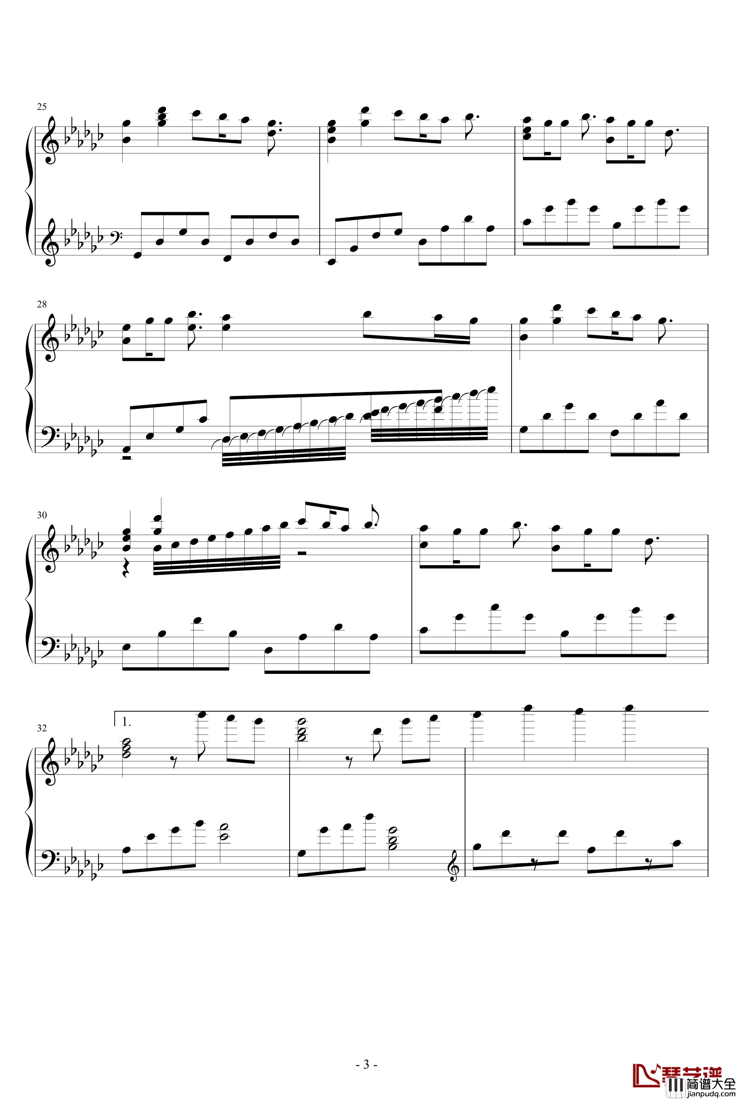 情歌完美钢琴谱_演奏版_梁静茹