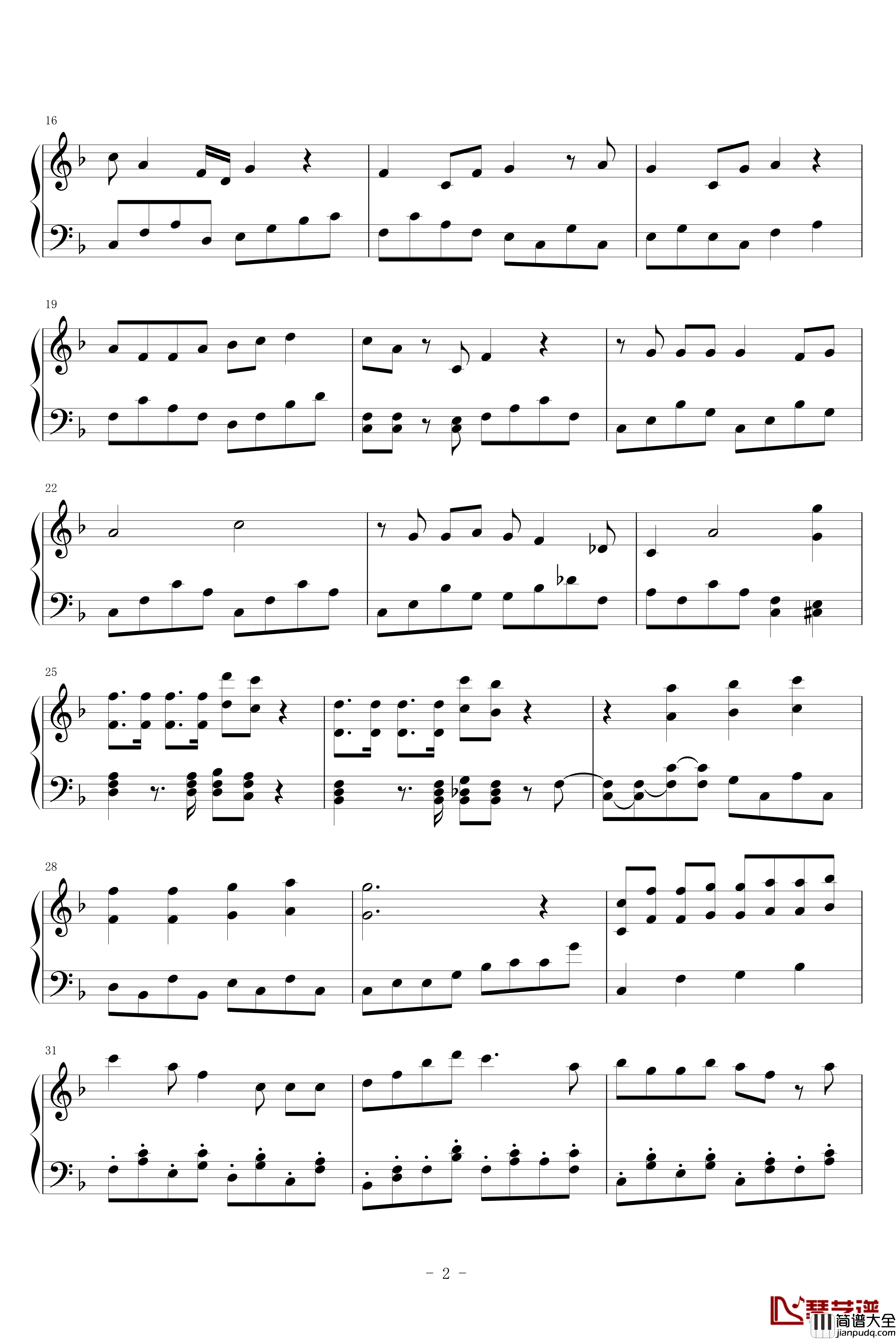 崖上的波儿钢琴谱_久石让