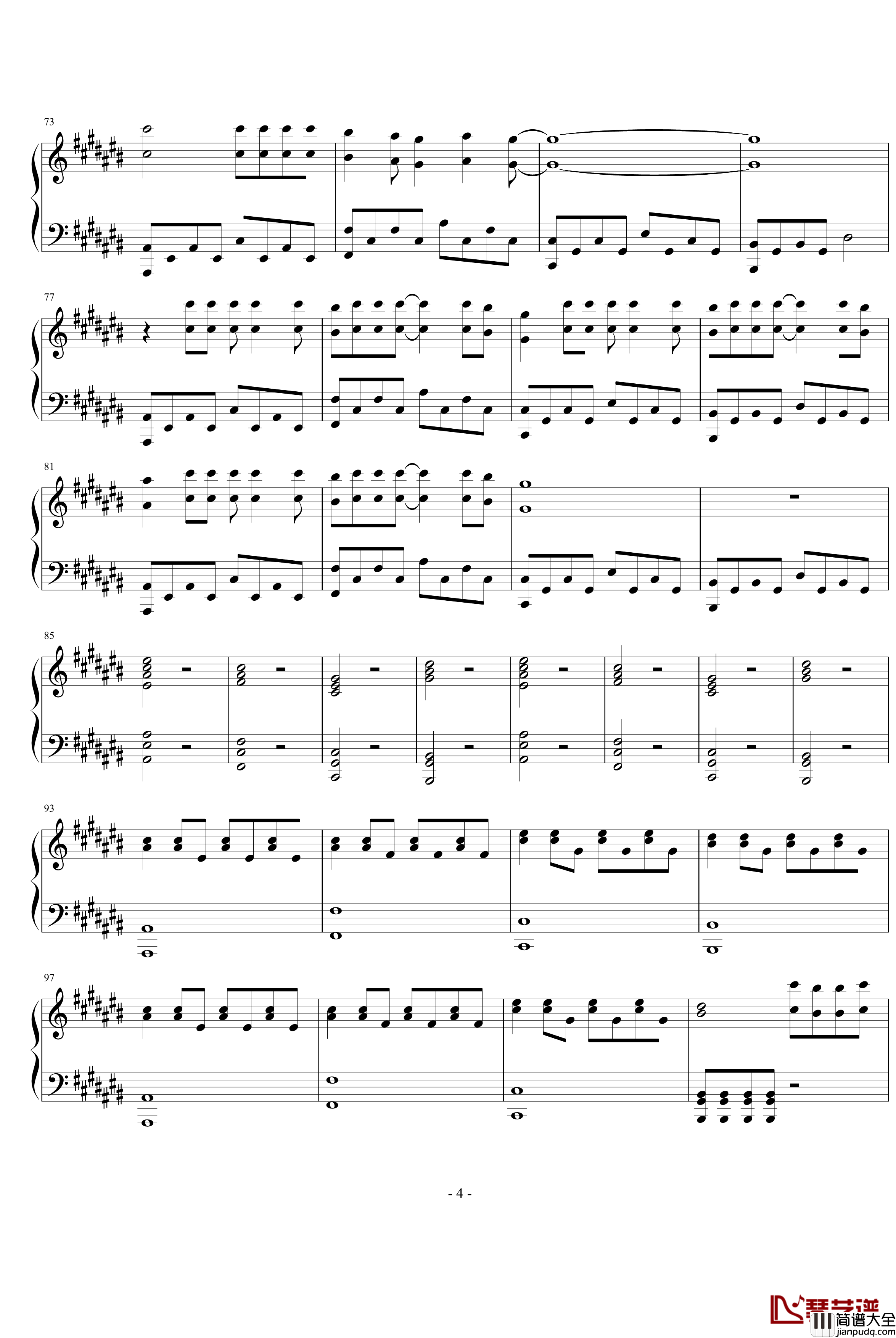 One钢琴谱_Piano_Version_Epik_High