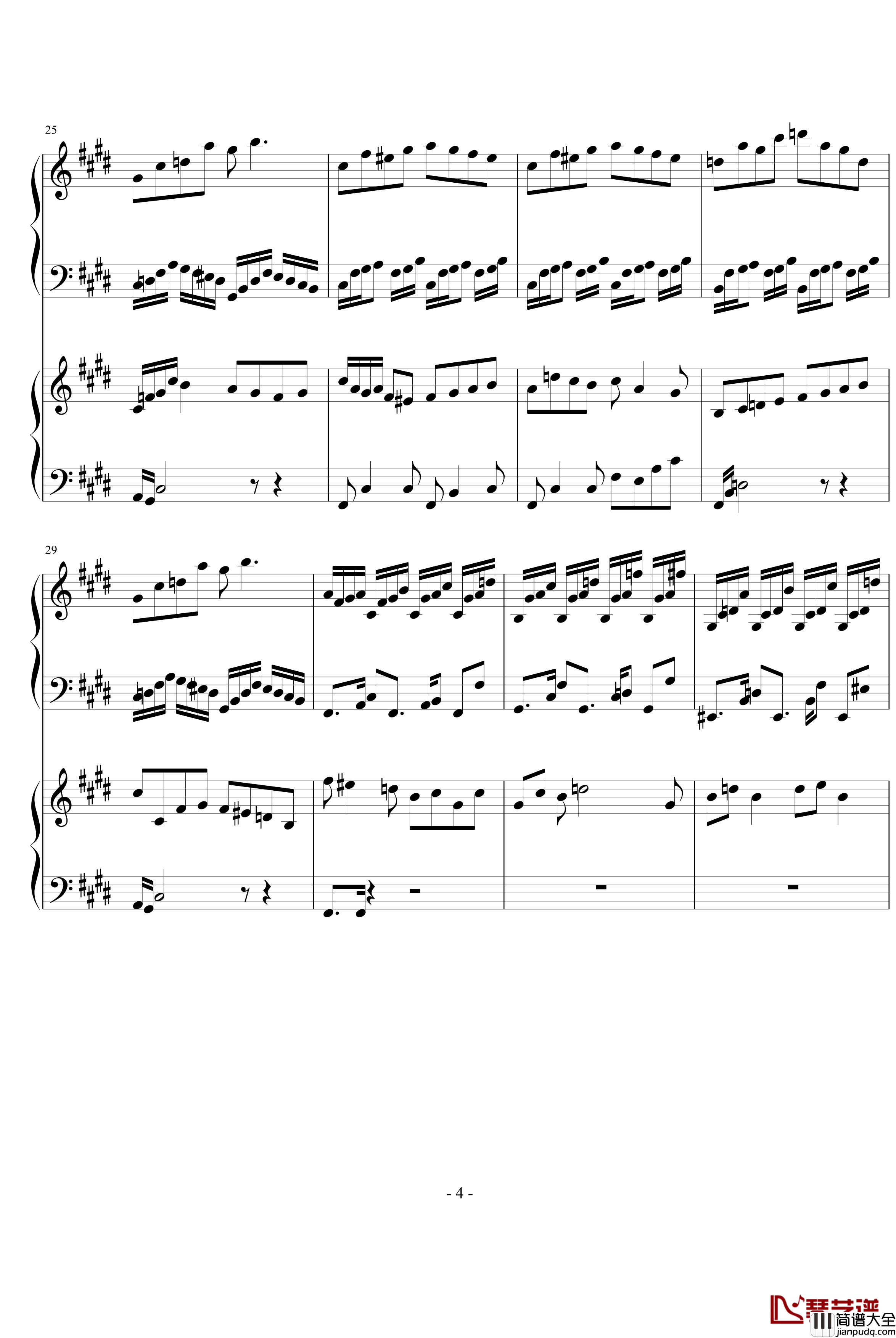 楼兰古事钢琴谱_风花雨露