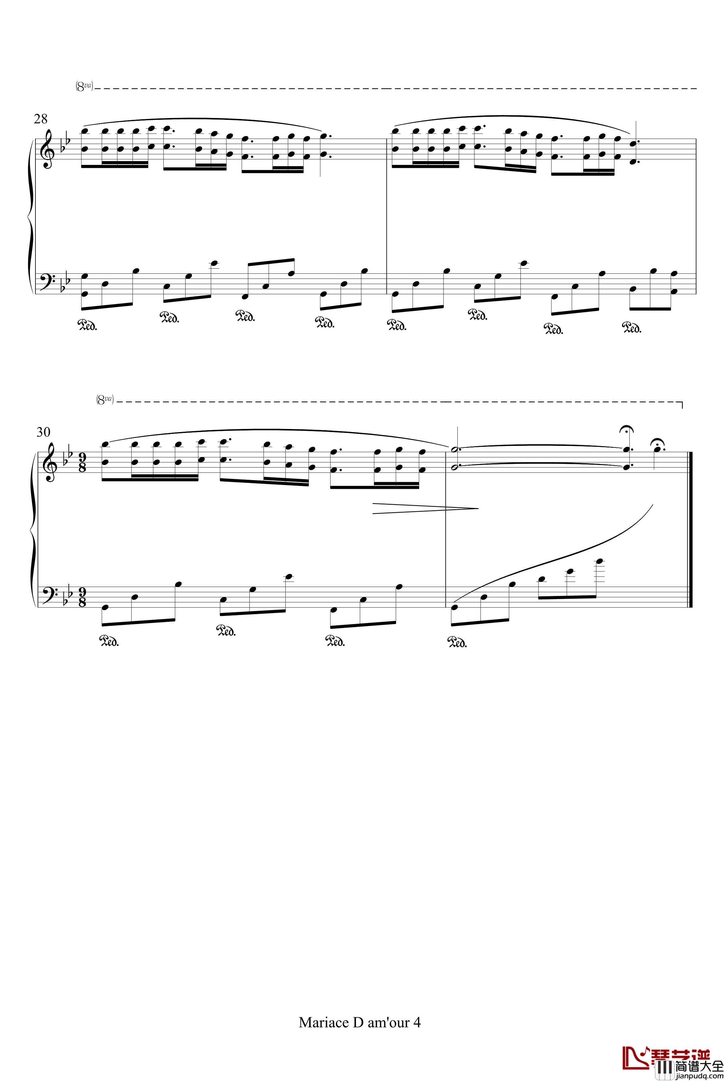 梦中的婚礼钢琴谱_带指法_塞内维尔