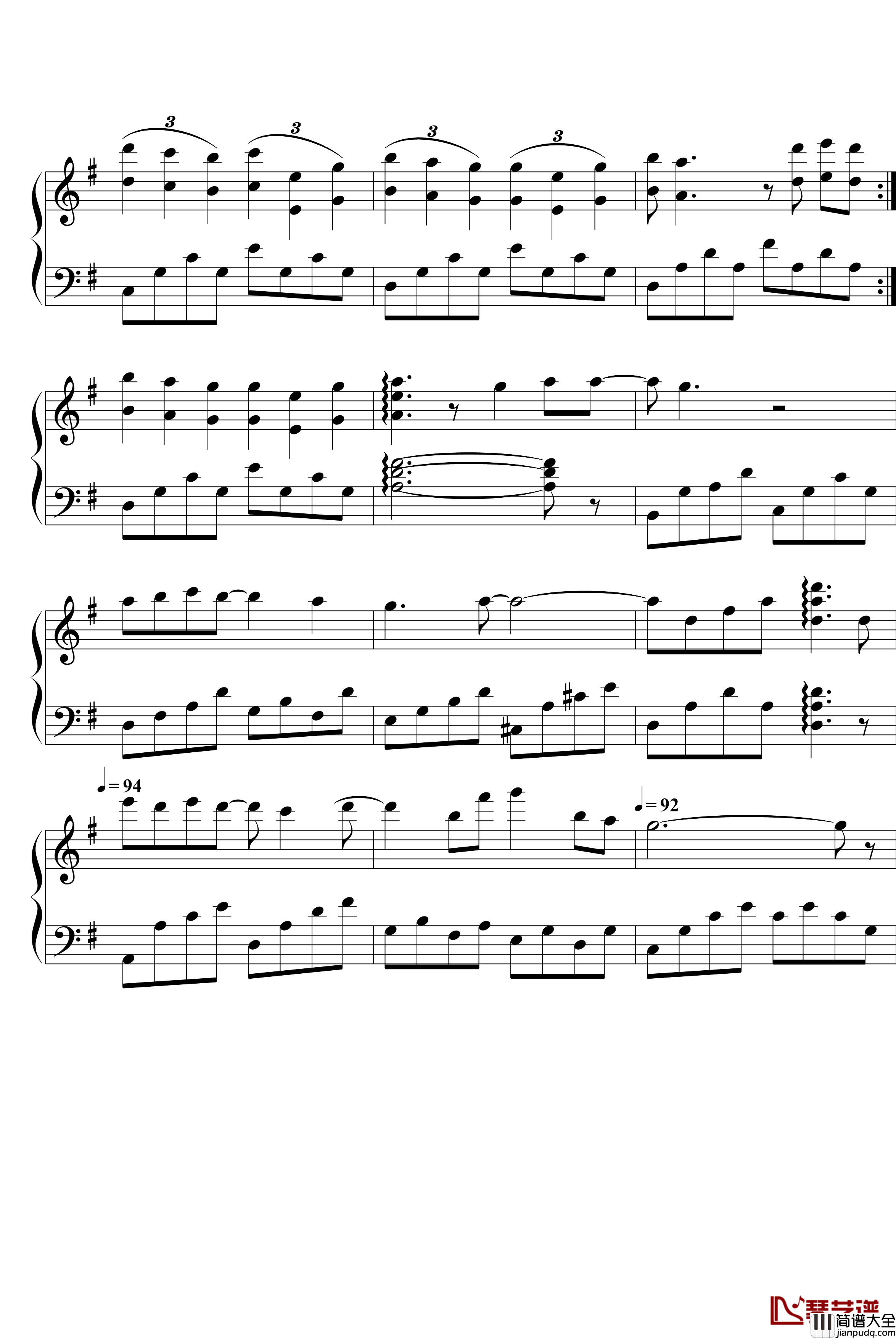 情书钢琴谱_张学友