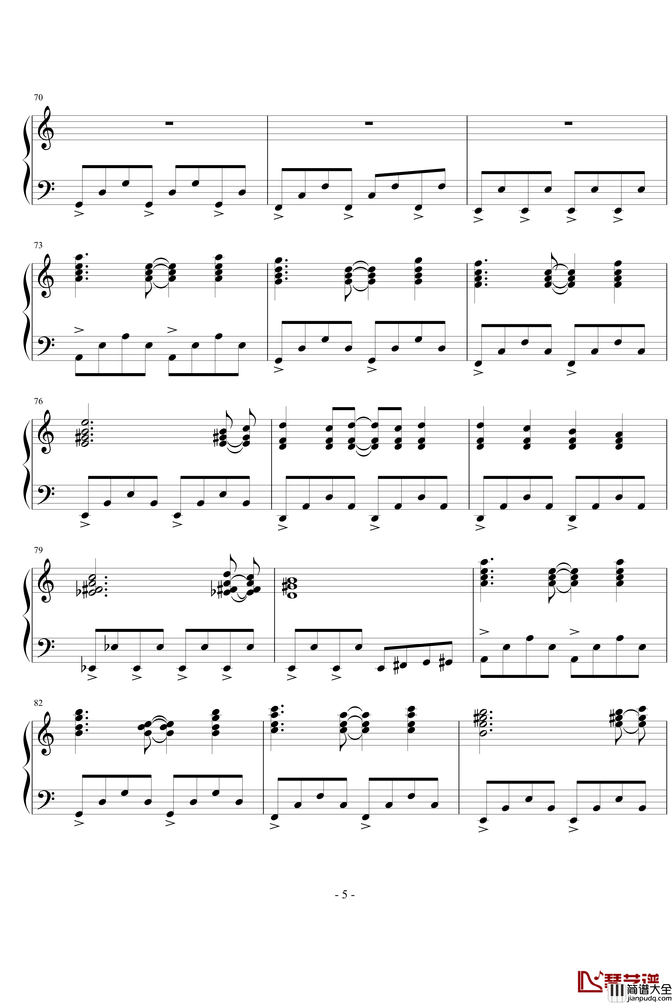 吴大鹏钢琴谱_乱按流之五_钢琴叫兽