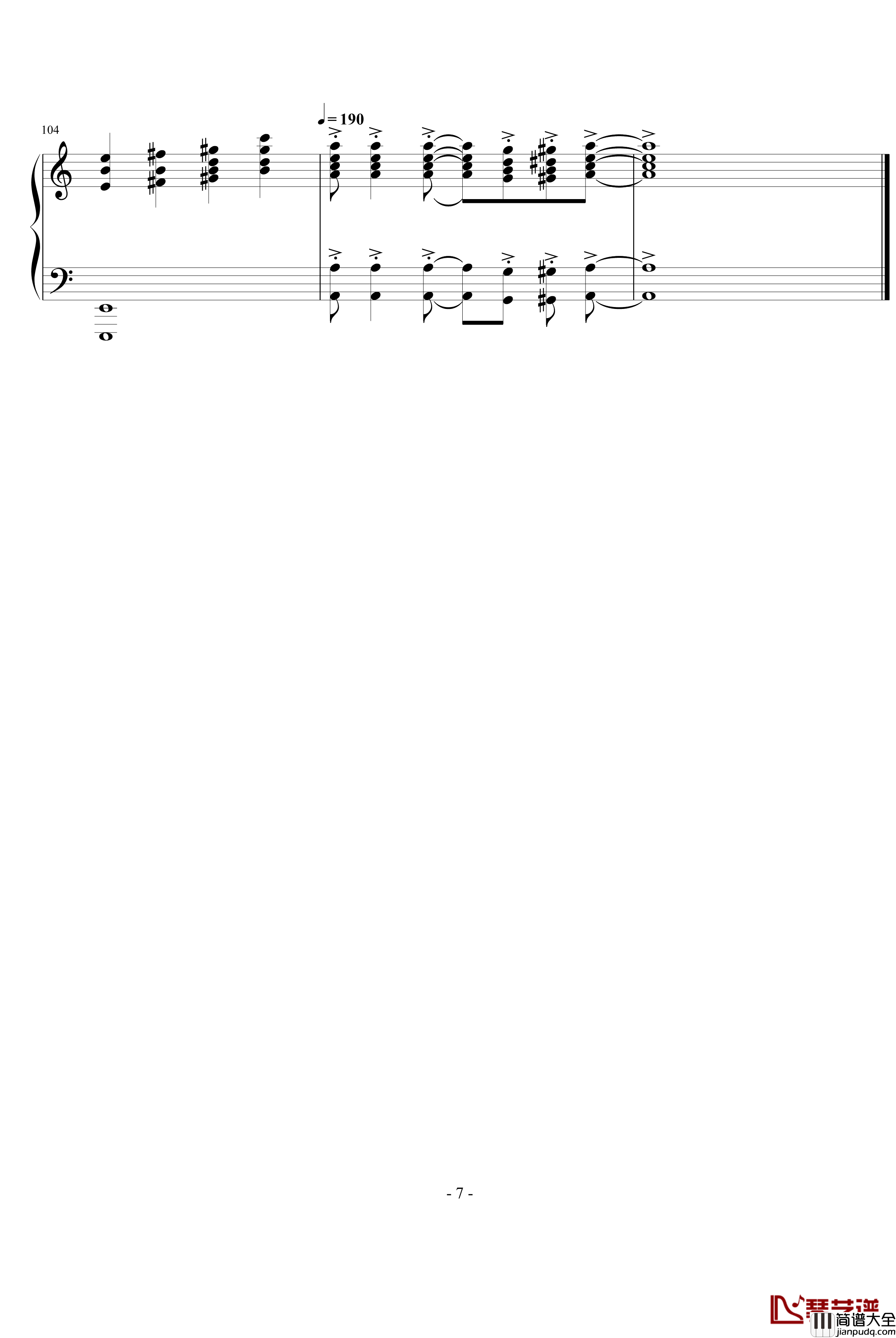 吴大鹏钢琴谱_乱按流之五_钢琴叫兽