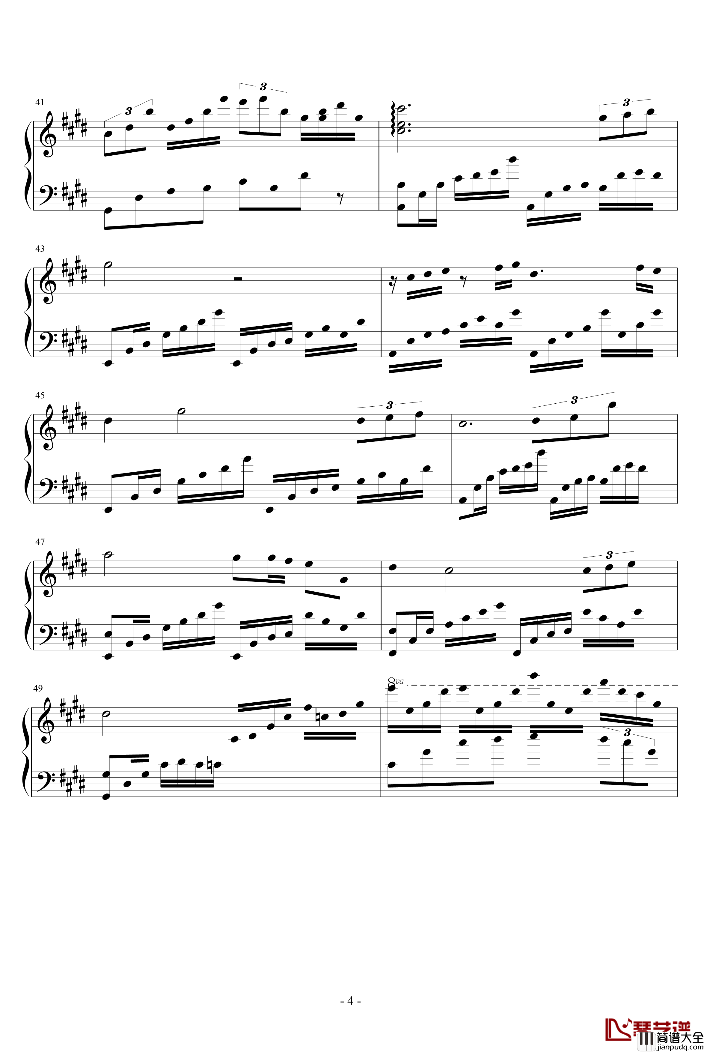 安妮的甜梦钢琴谱_wudiyeah