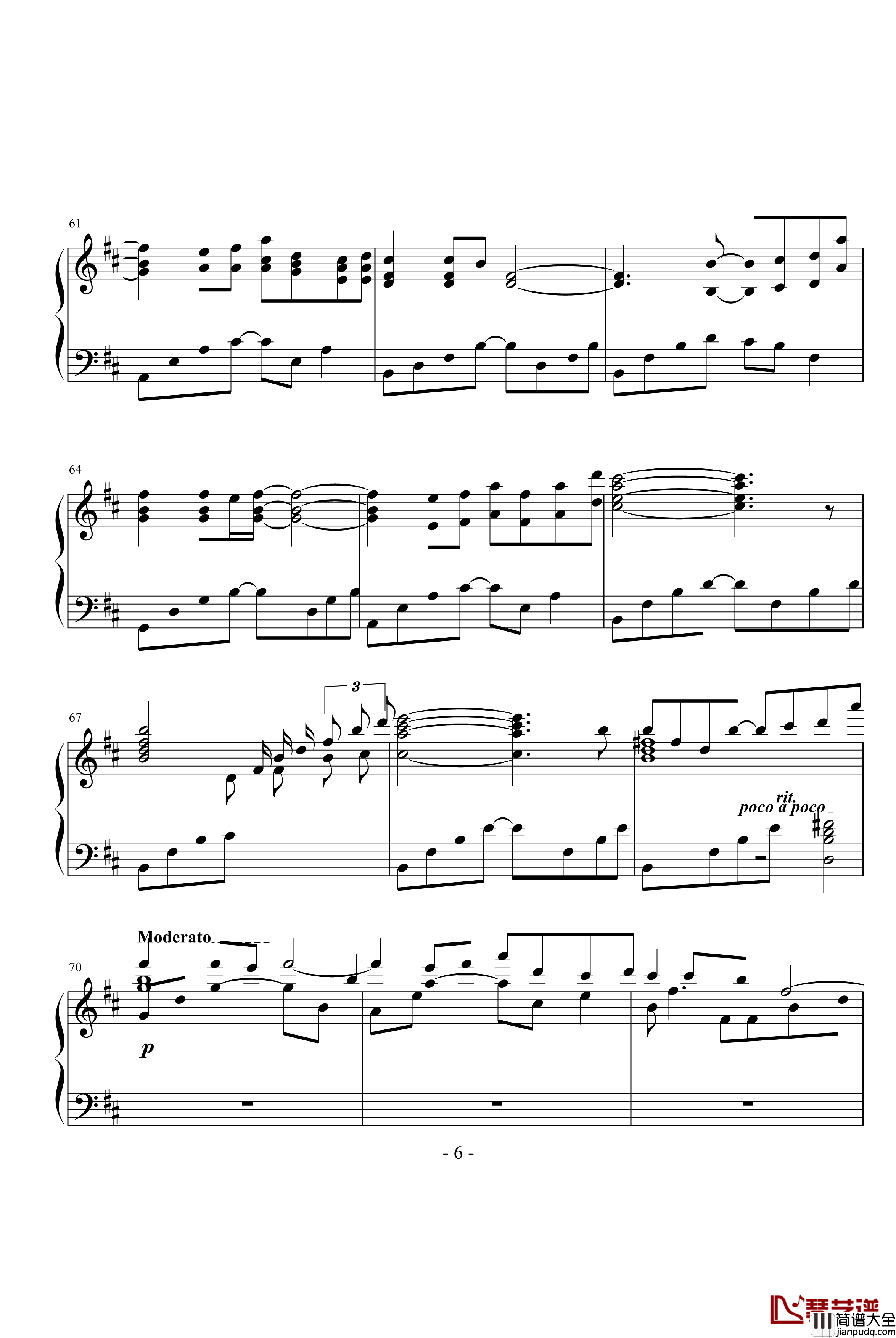 鸟之诗钢琴谱_动漫影视