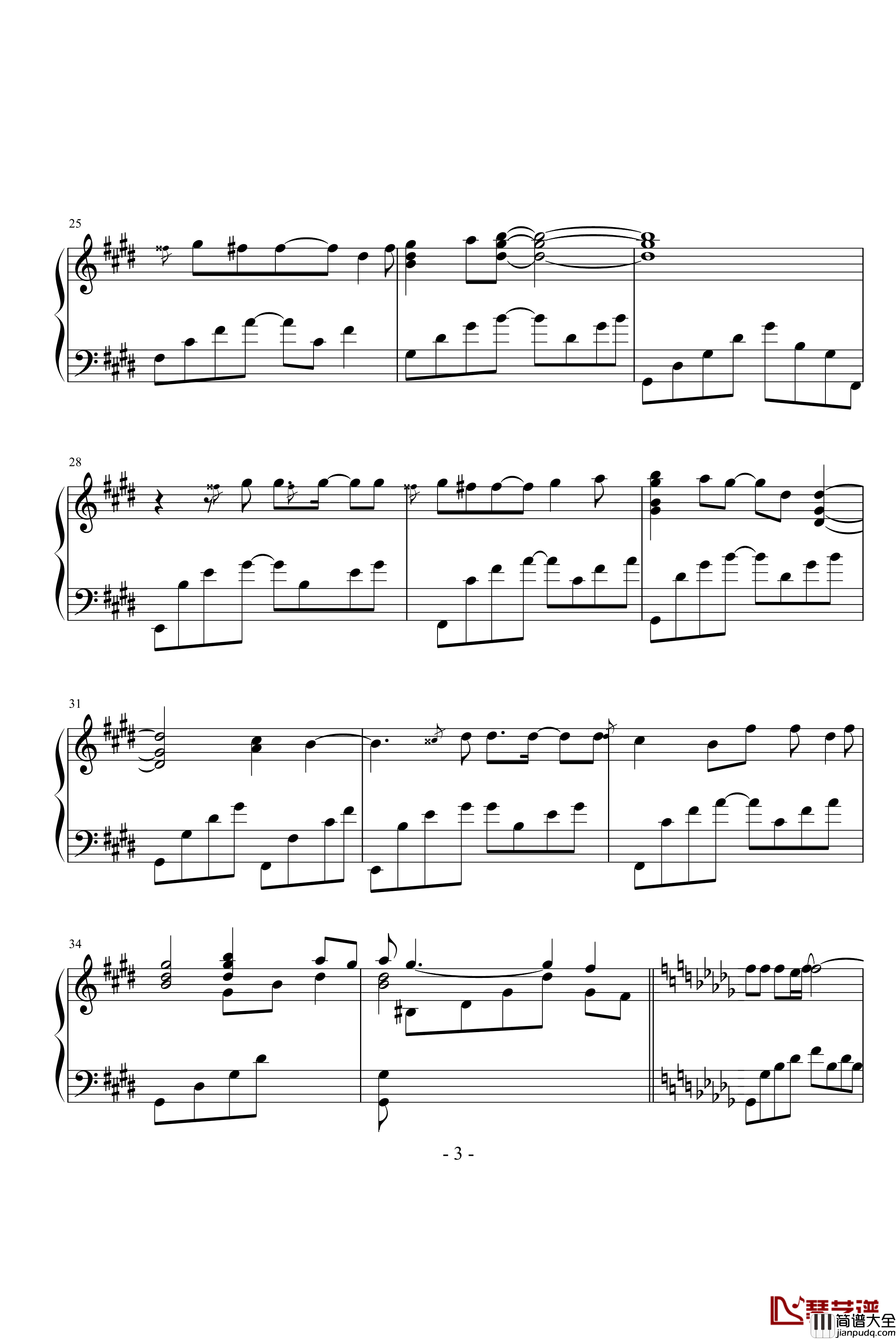 鸟之诗钢琴谱_动漫影视