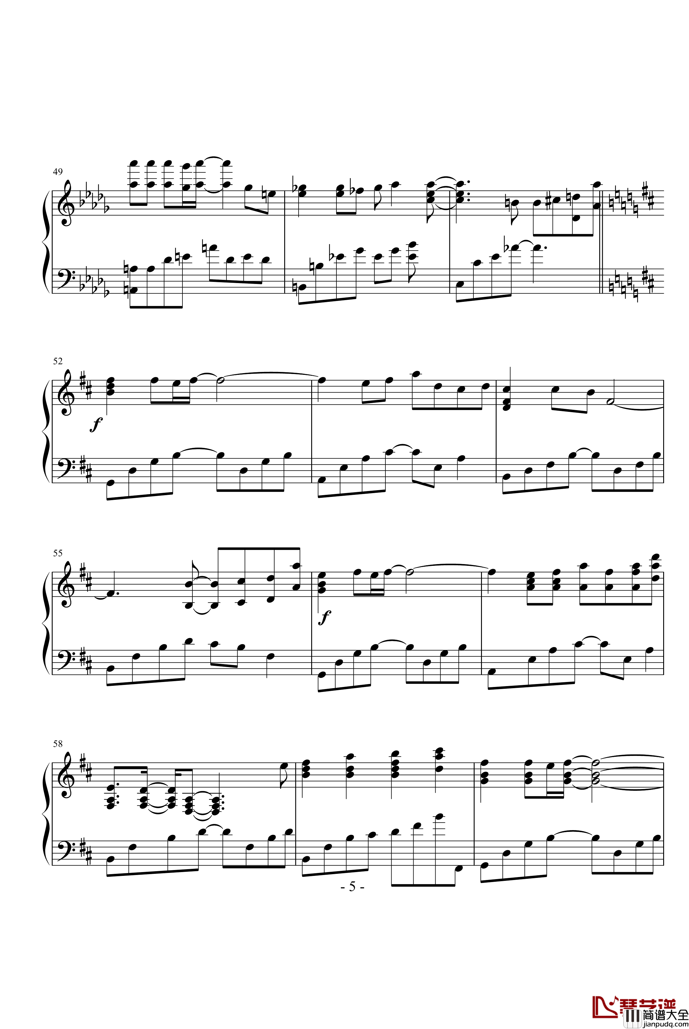 鸟之诗钢琴谱_动漫影视