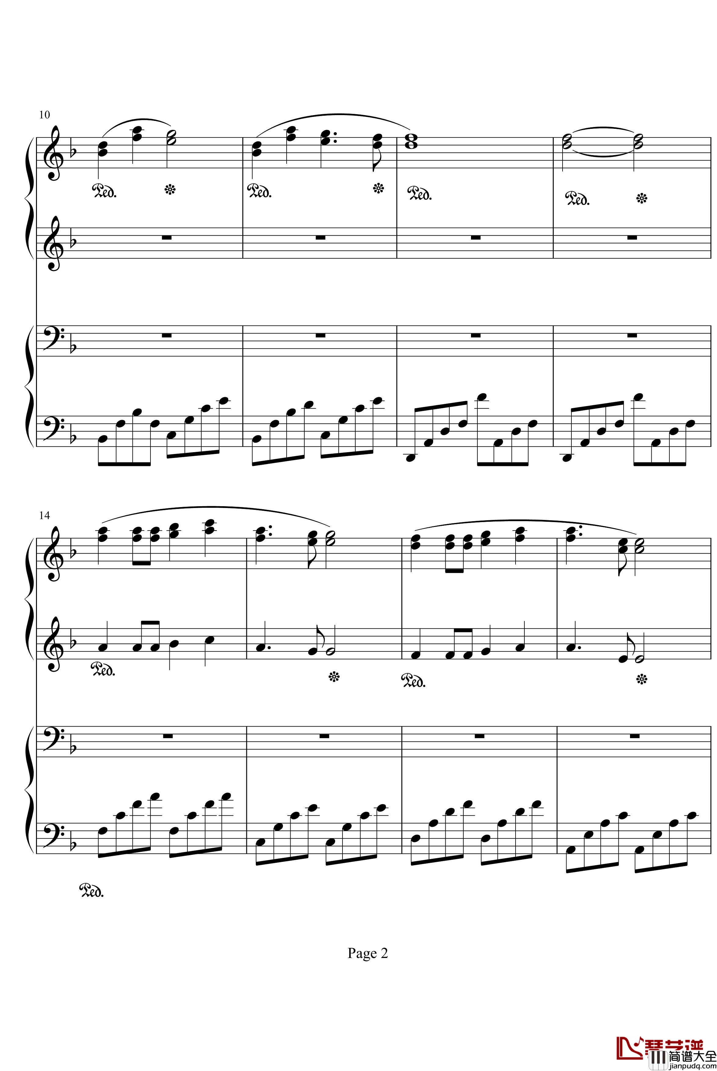 虫儿飞钢琴谱_四手联弹_中国名曲