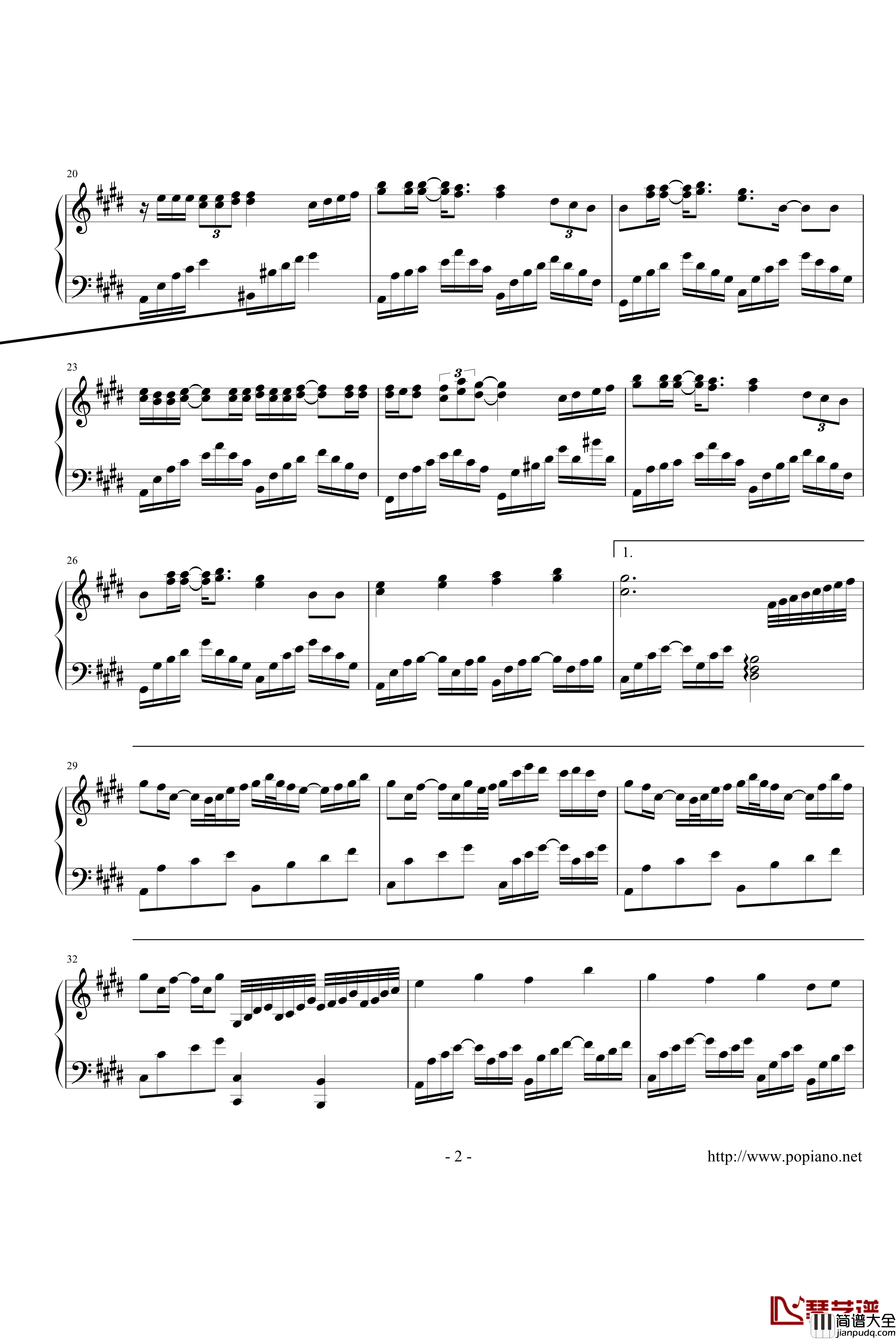 天下钢琴谱_明天过后_张杰