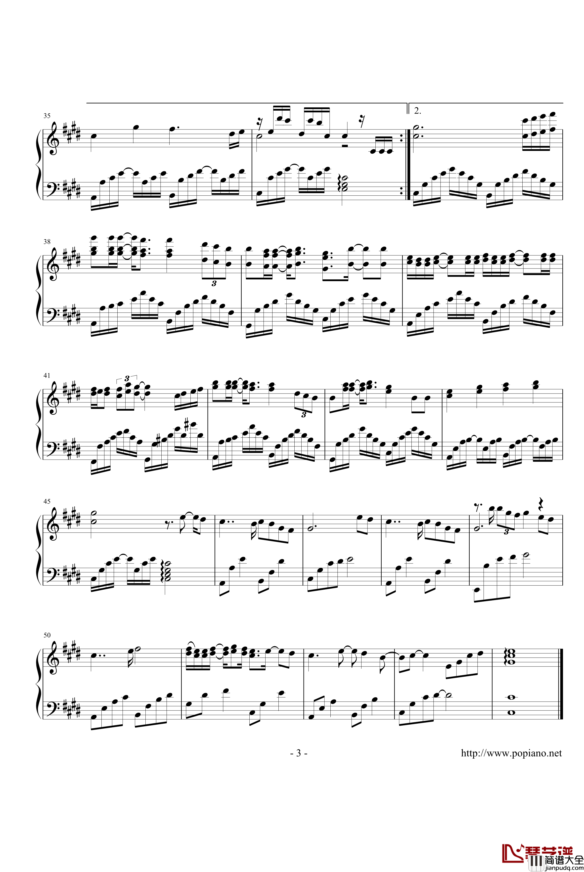 天下钢琴谱_明天过后_张杰