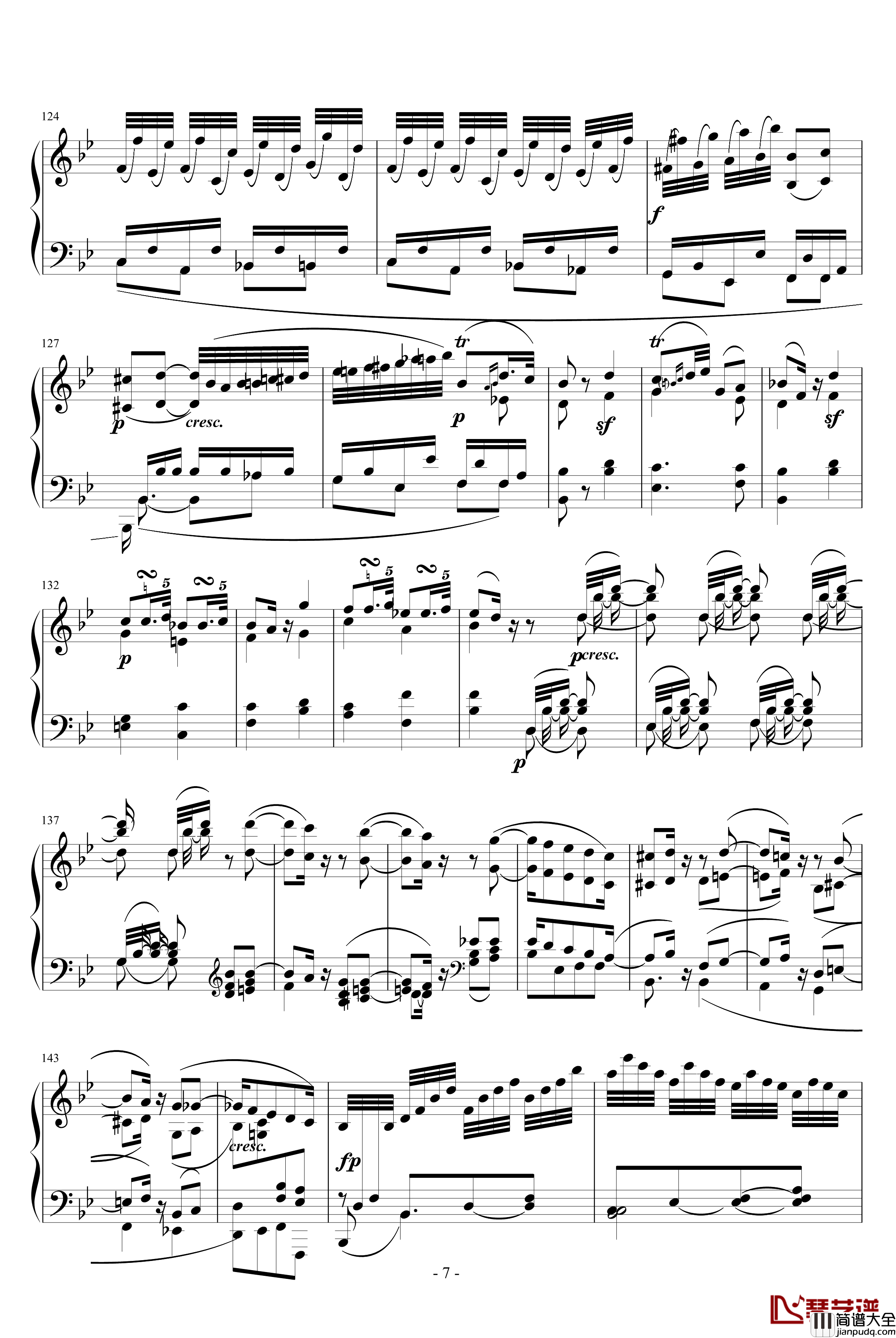 降B大调奏鸣曲第四乐章钢琴谱_贝多芬_beethoven