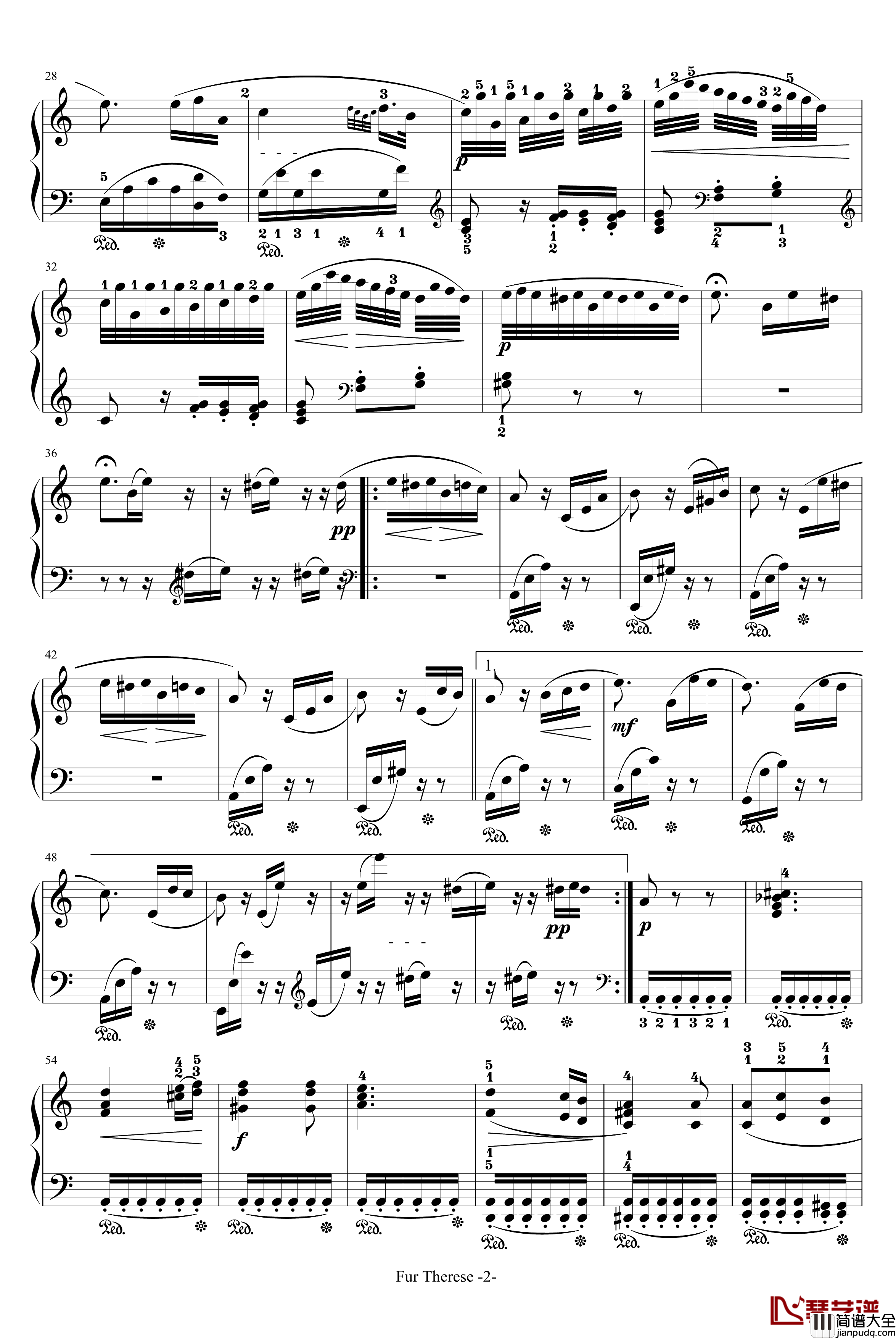 献给爱丽丝钢琴谱_带指法_贝多芬_beethoven