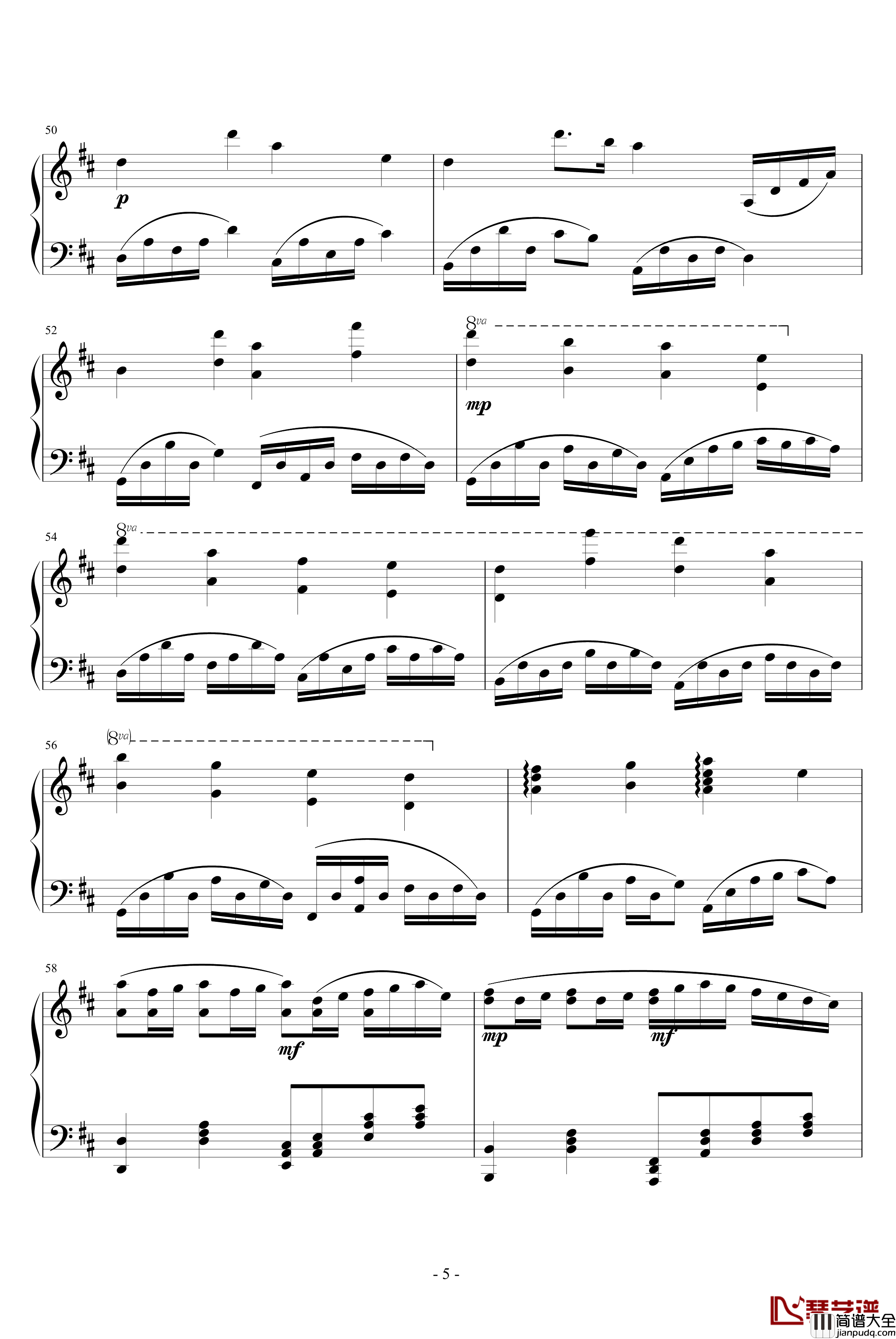 卡农清凉钢琴谱_钢琴版_帕赫贝尔_Pachelbel