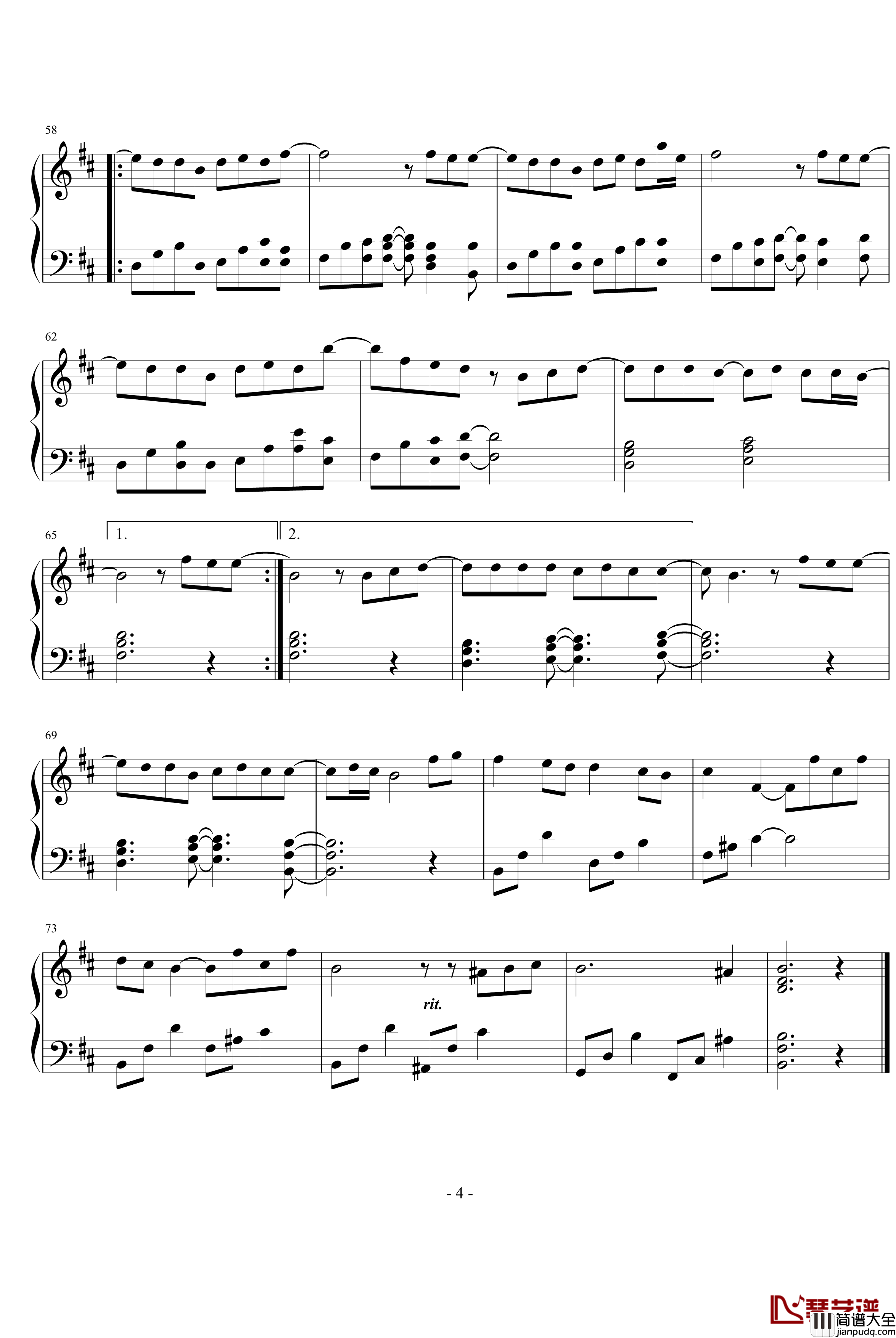 因为我太傻钢琴谱_花样男子