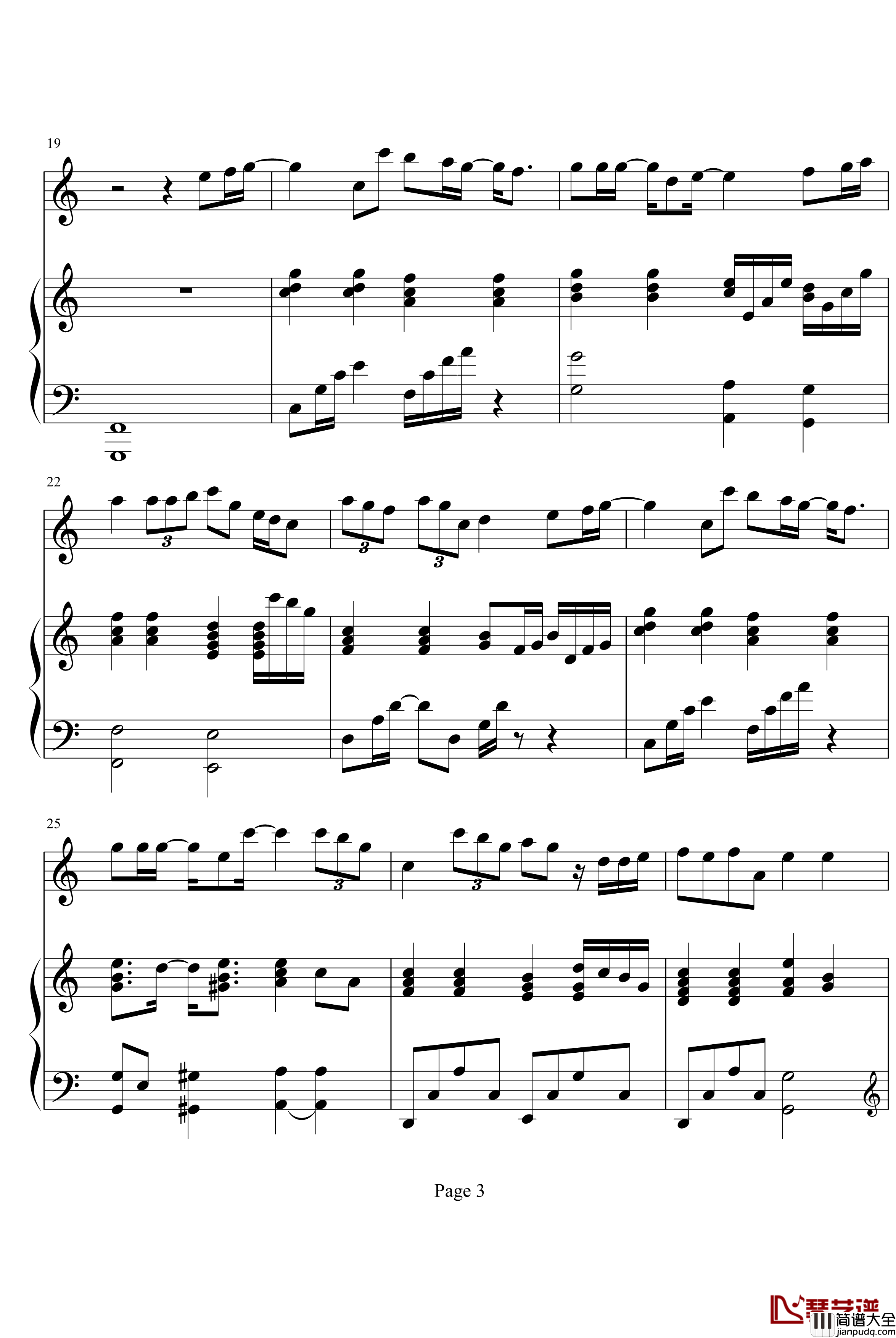 fly_away钢琴谱_纯钢琴弹唱版_梁静茹