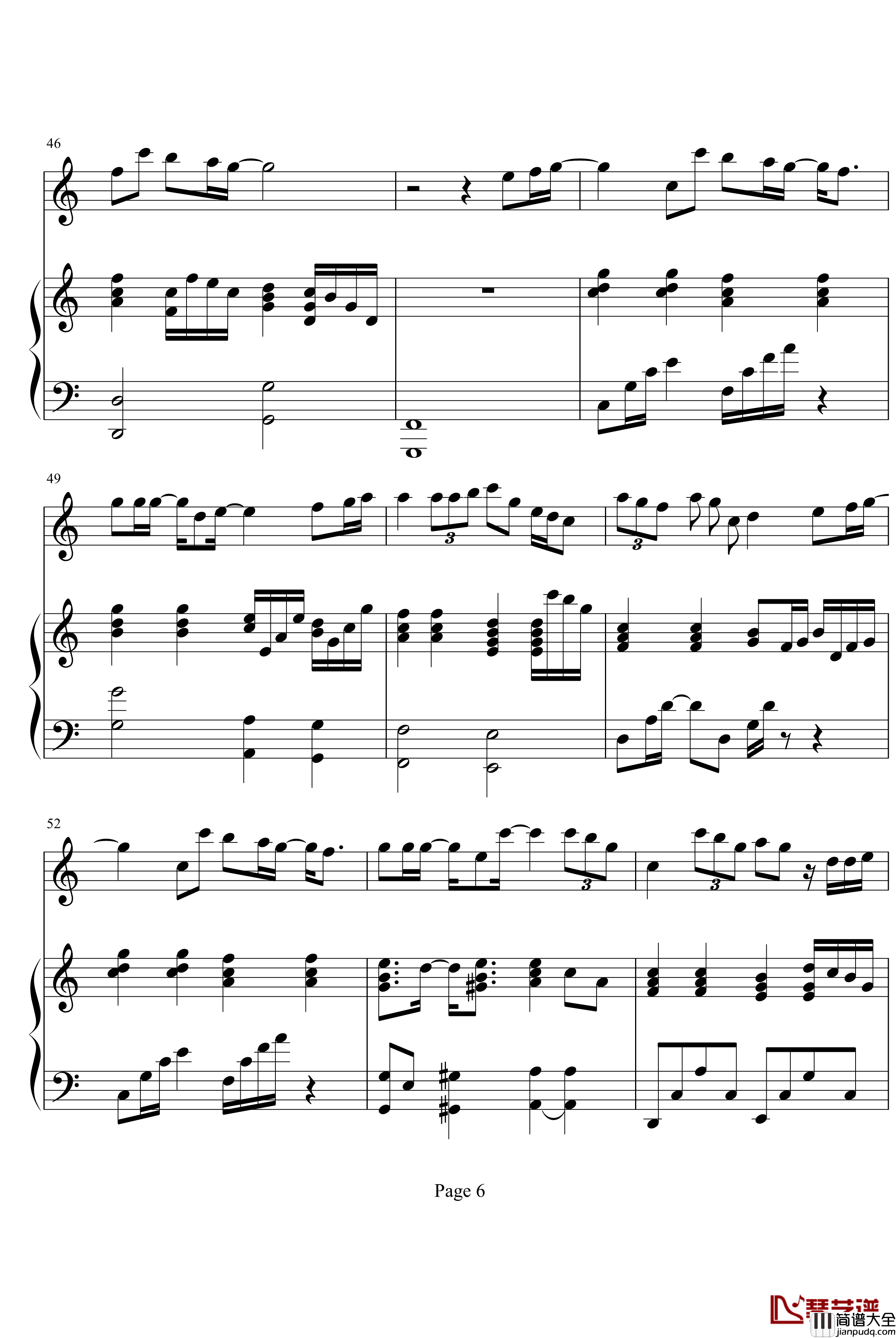 fly_away钢琴谱_纯钢琴弹唱版_梁静茹