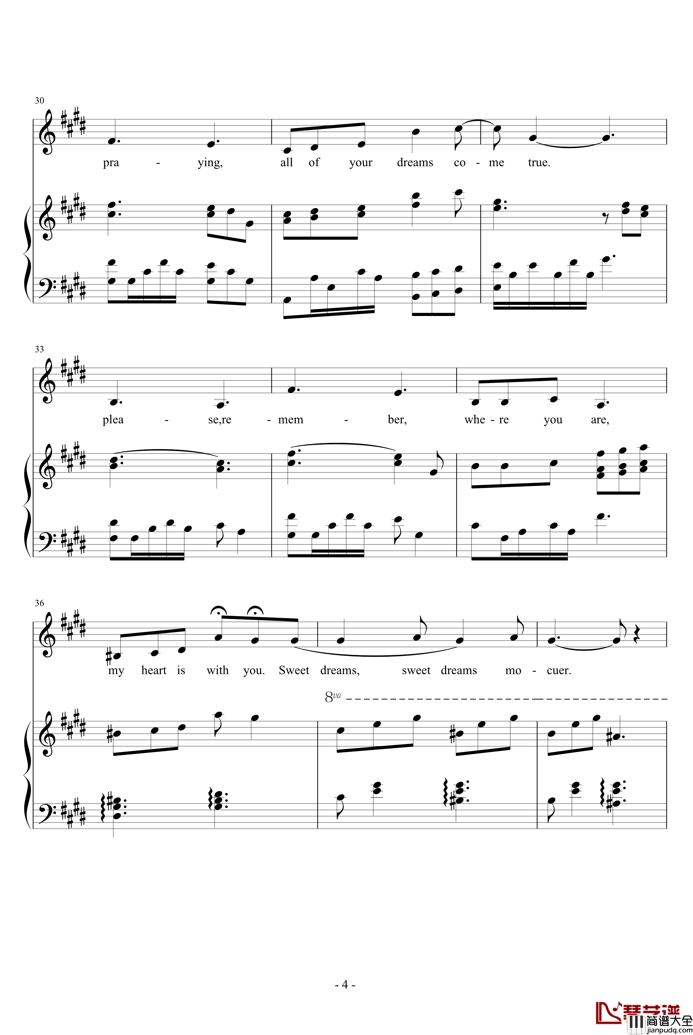 JE_T'AIME钢琴谱_Kelly_Sweet