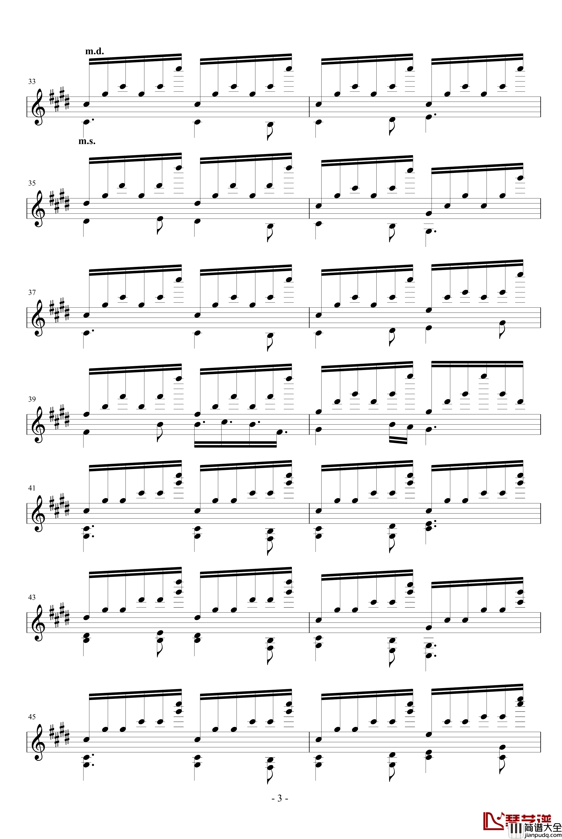 E大调练习曲钢琴谱_吥洅箛單